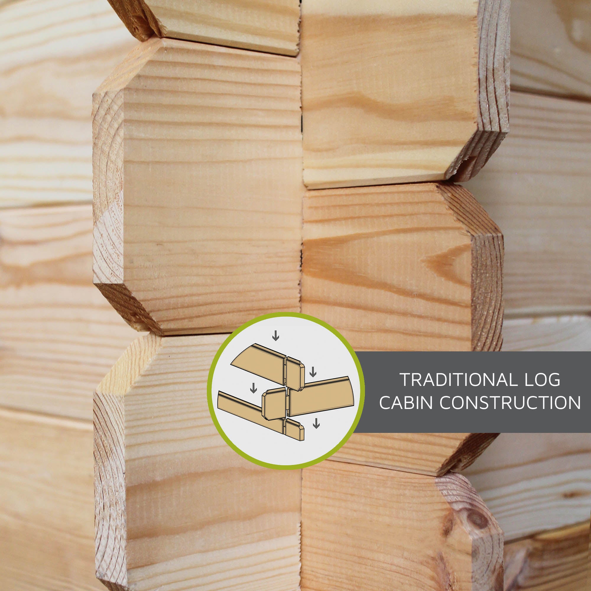 5.3m x 4m Clock Tower Log Cabin - UPVC Oak