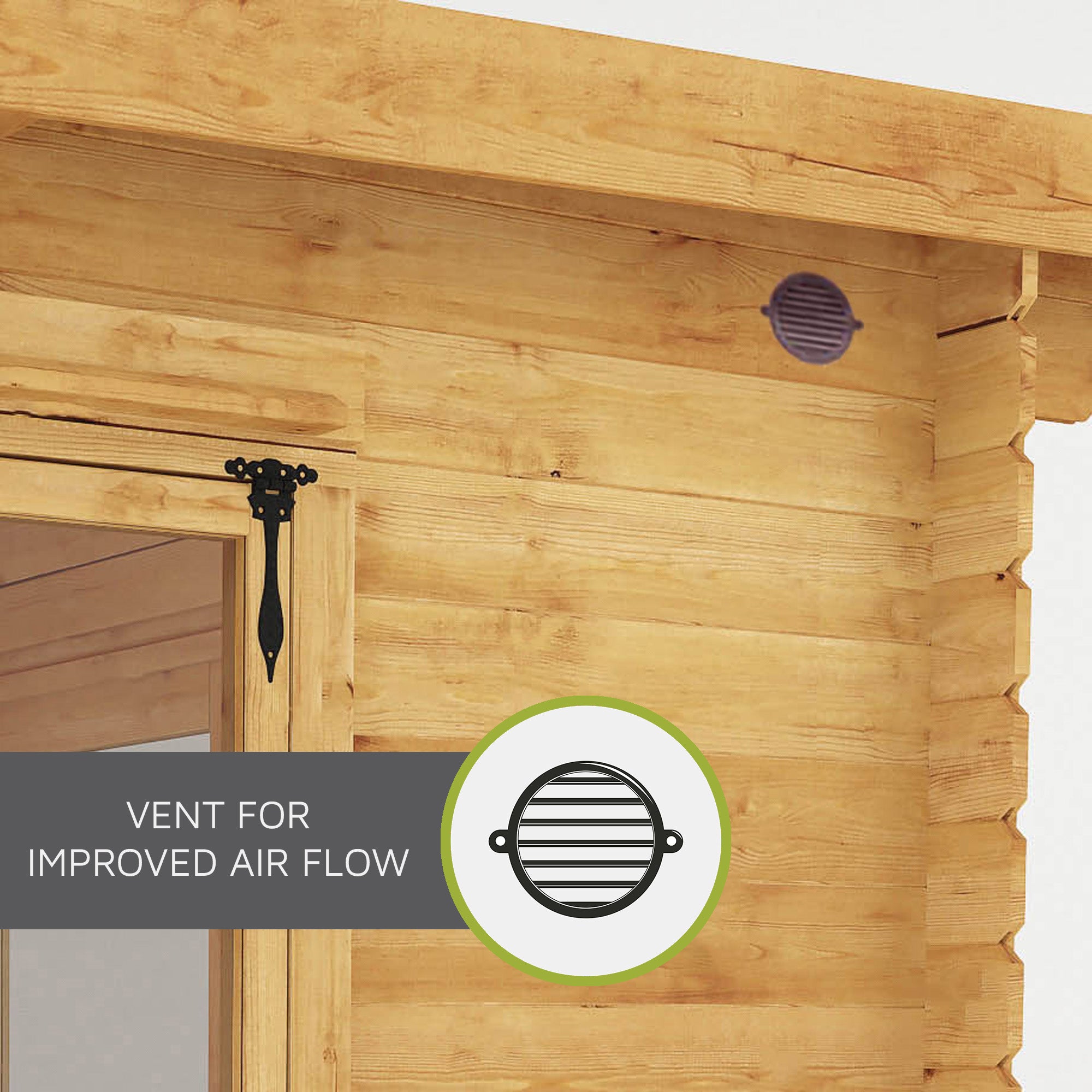 5.3m x 4m Clock Tower Log Cabin - UPVC Oak