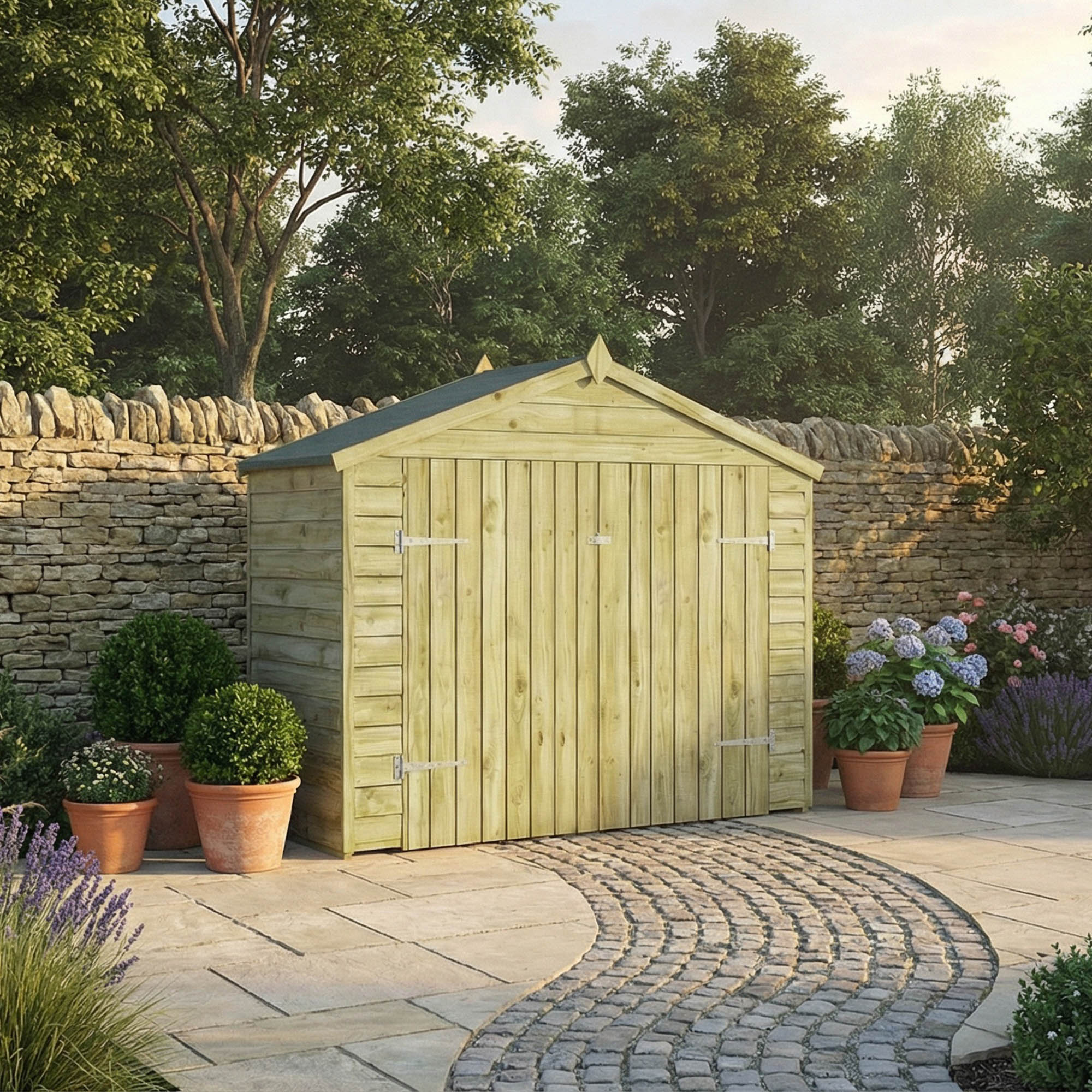 Narrow 3x7 Wooden Apex Storage Shed – Mercia Garden Products