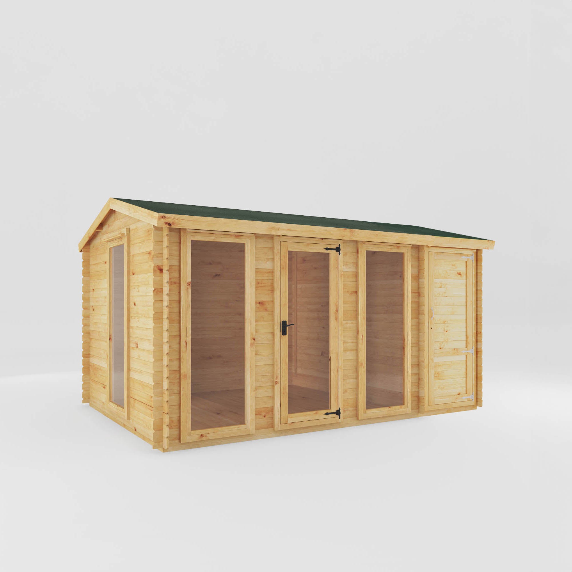 4.6m x 3m Log Cabin with Side Shed