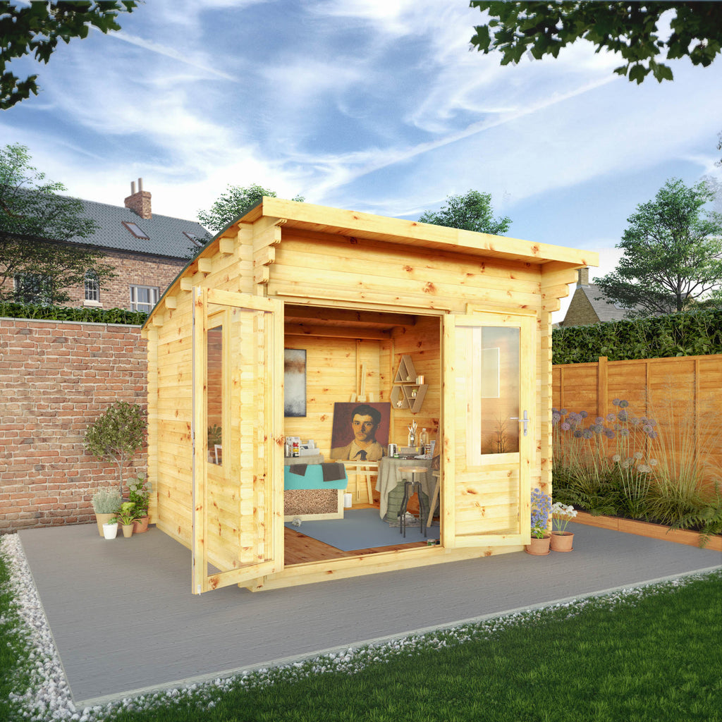 3m x 3m Curved Roof Helios Log Cabin
