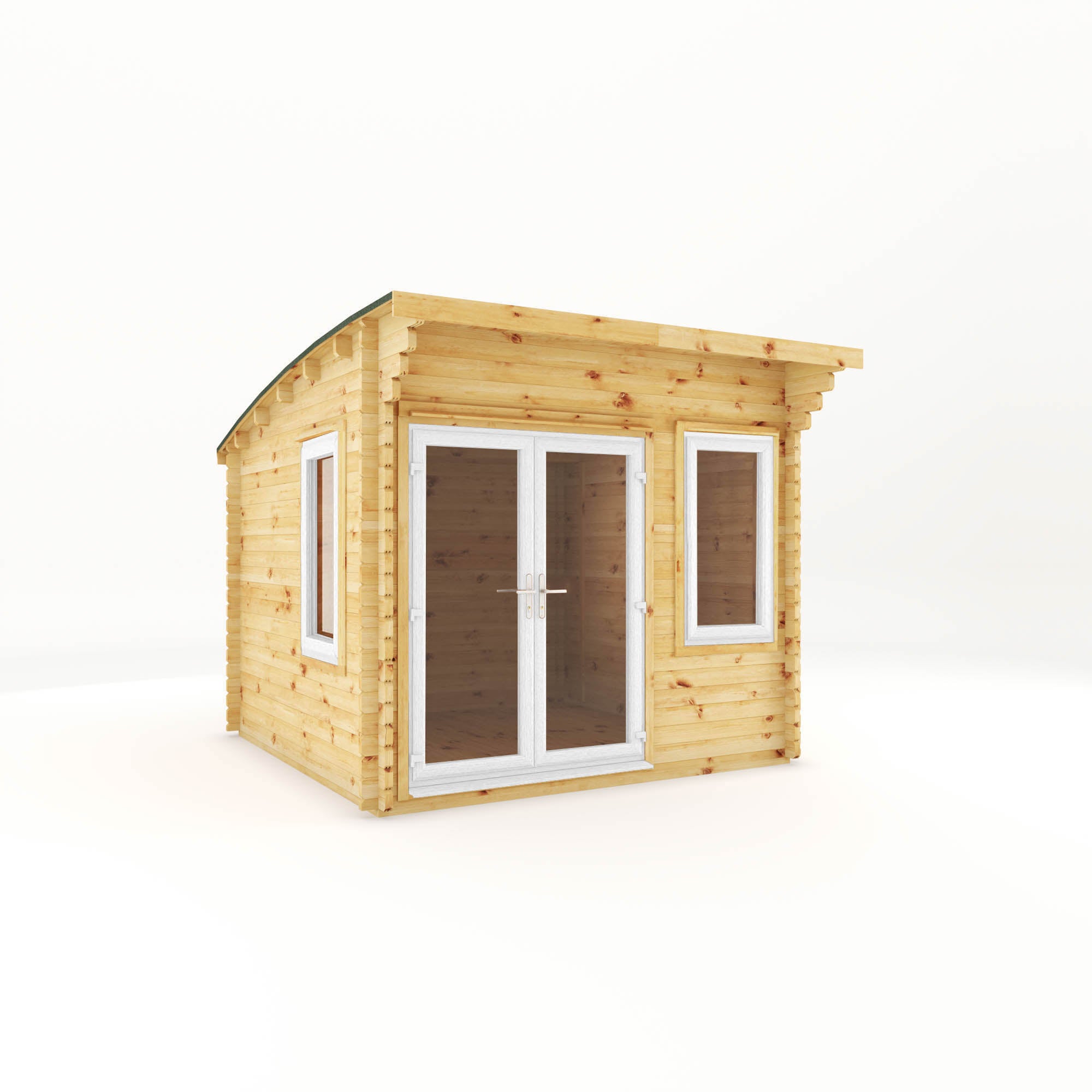 3m x 3m Curved Roof Helios Log Cabin - UPVC White