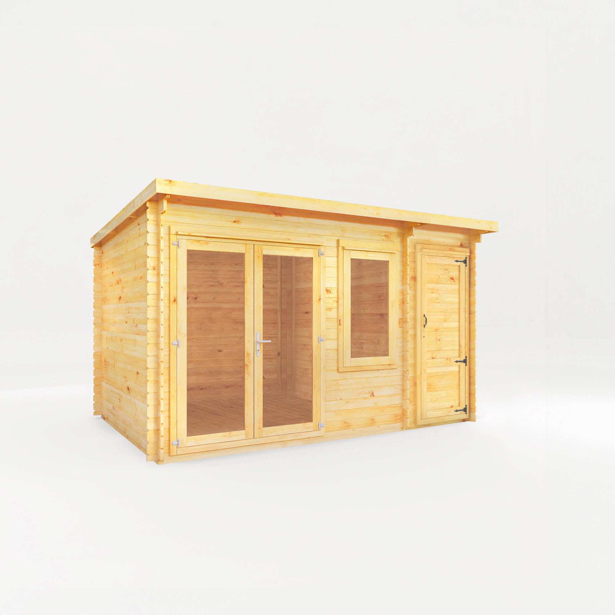 4.1m x 3m Elite Pent Log Cabin With Side Shed