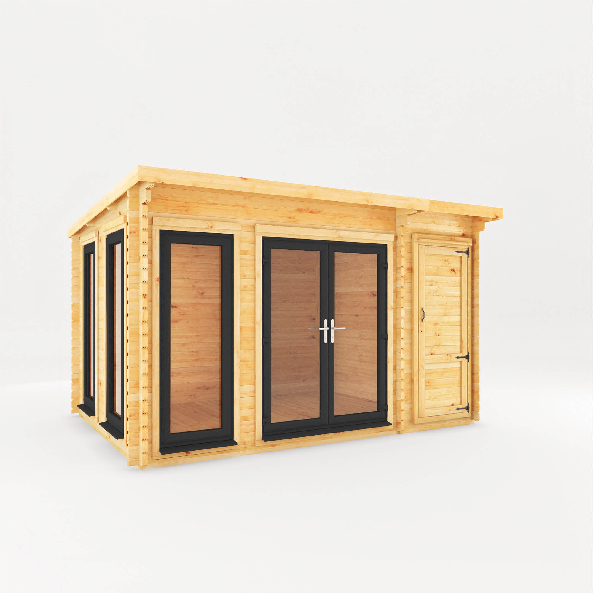 The Studio Pent Log Cabin with Side Shed