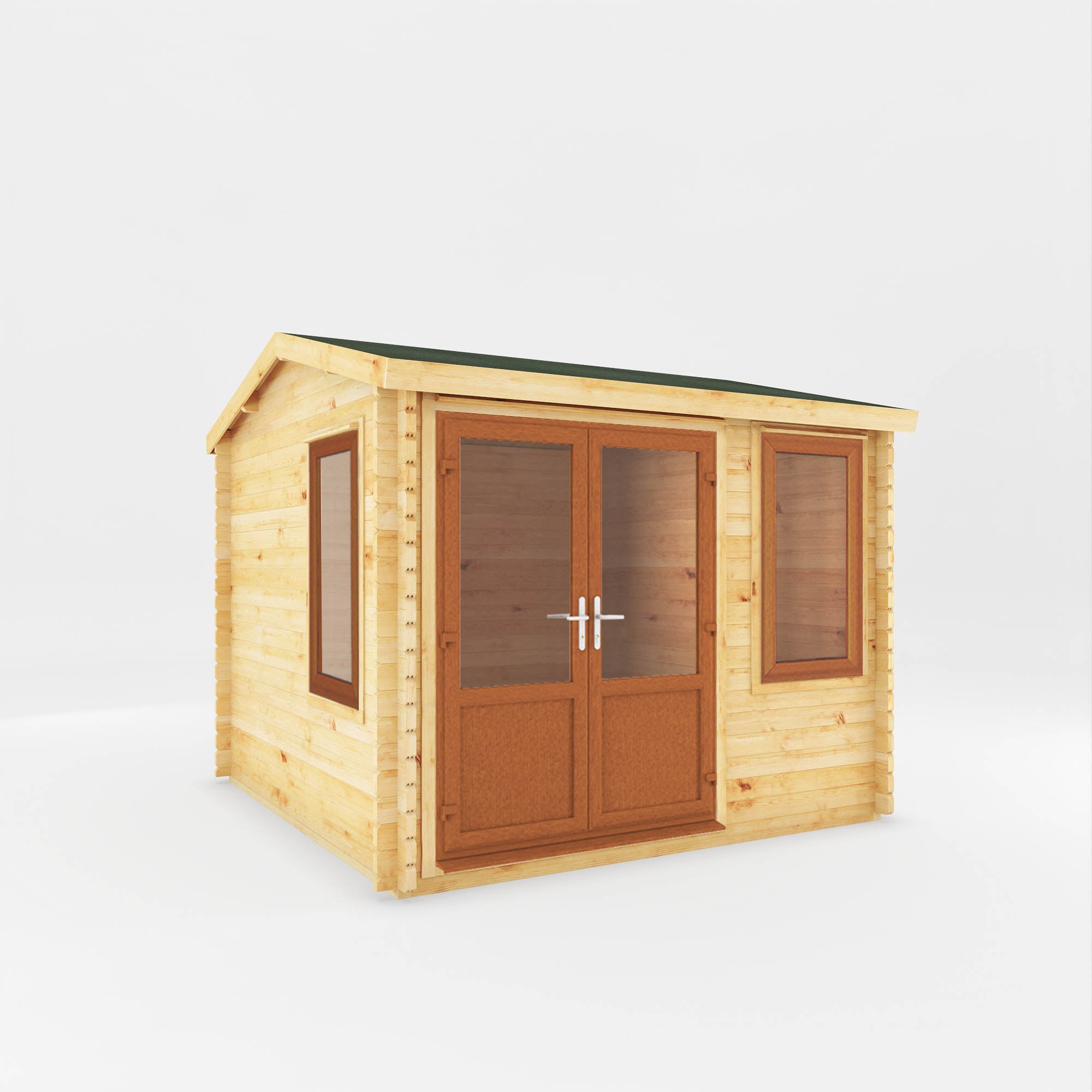 3m x 3m Home Office Elite Log Cabin - UPVC Oak