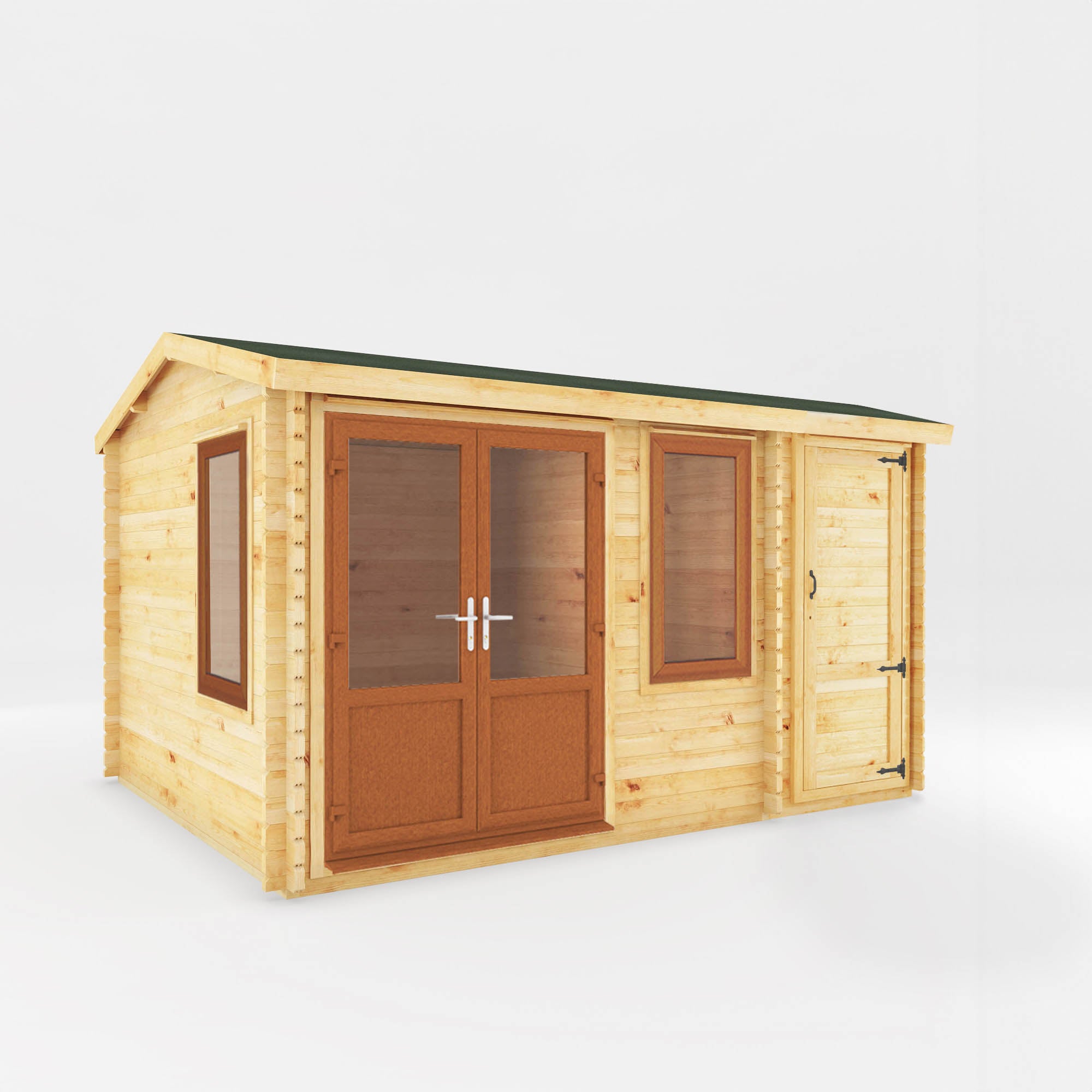 4.1m x 3m Home Office Elite With Side Shed - UPVC Oak