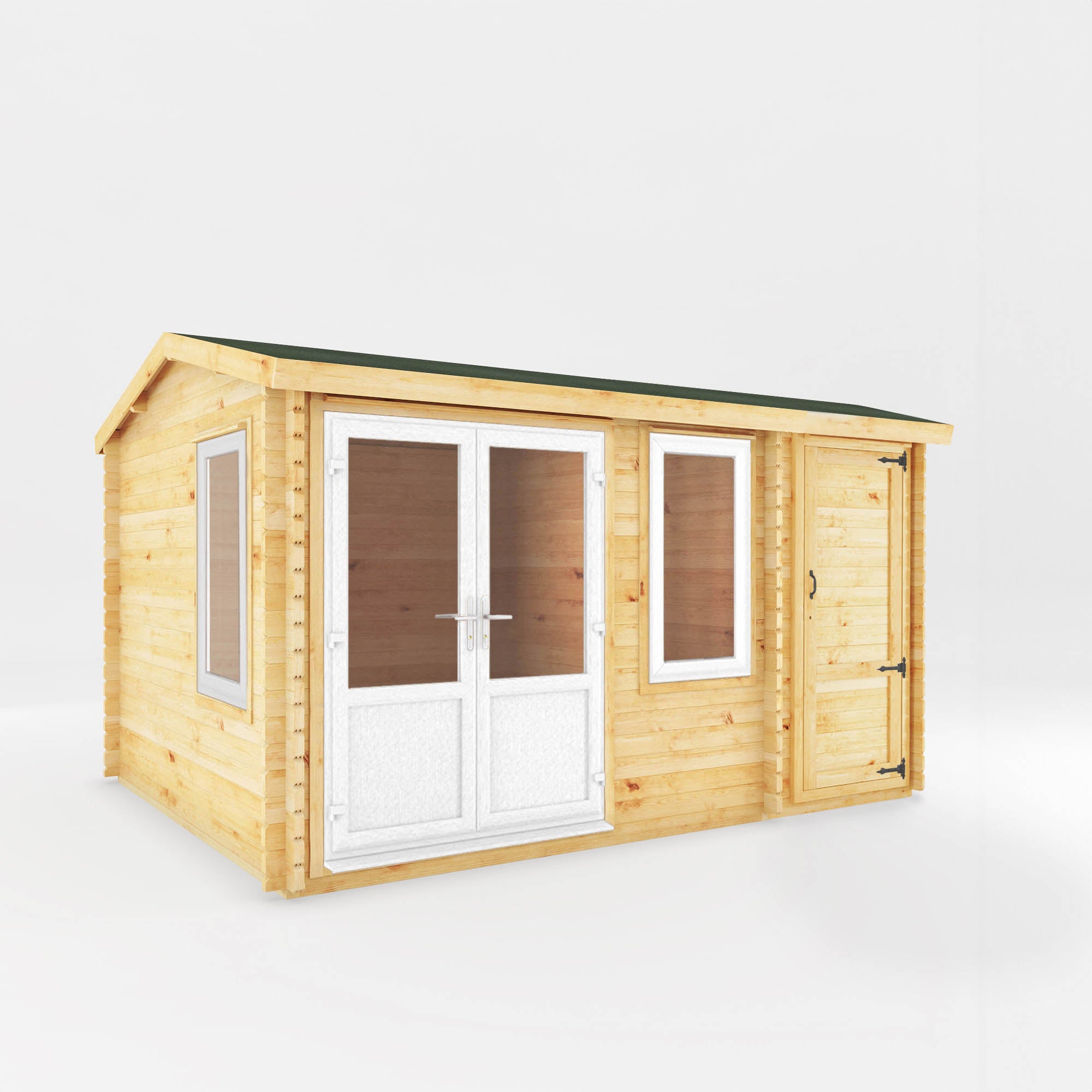 4.1m x 3m Home Office Elite With Side Shed - UPVC White