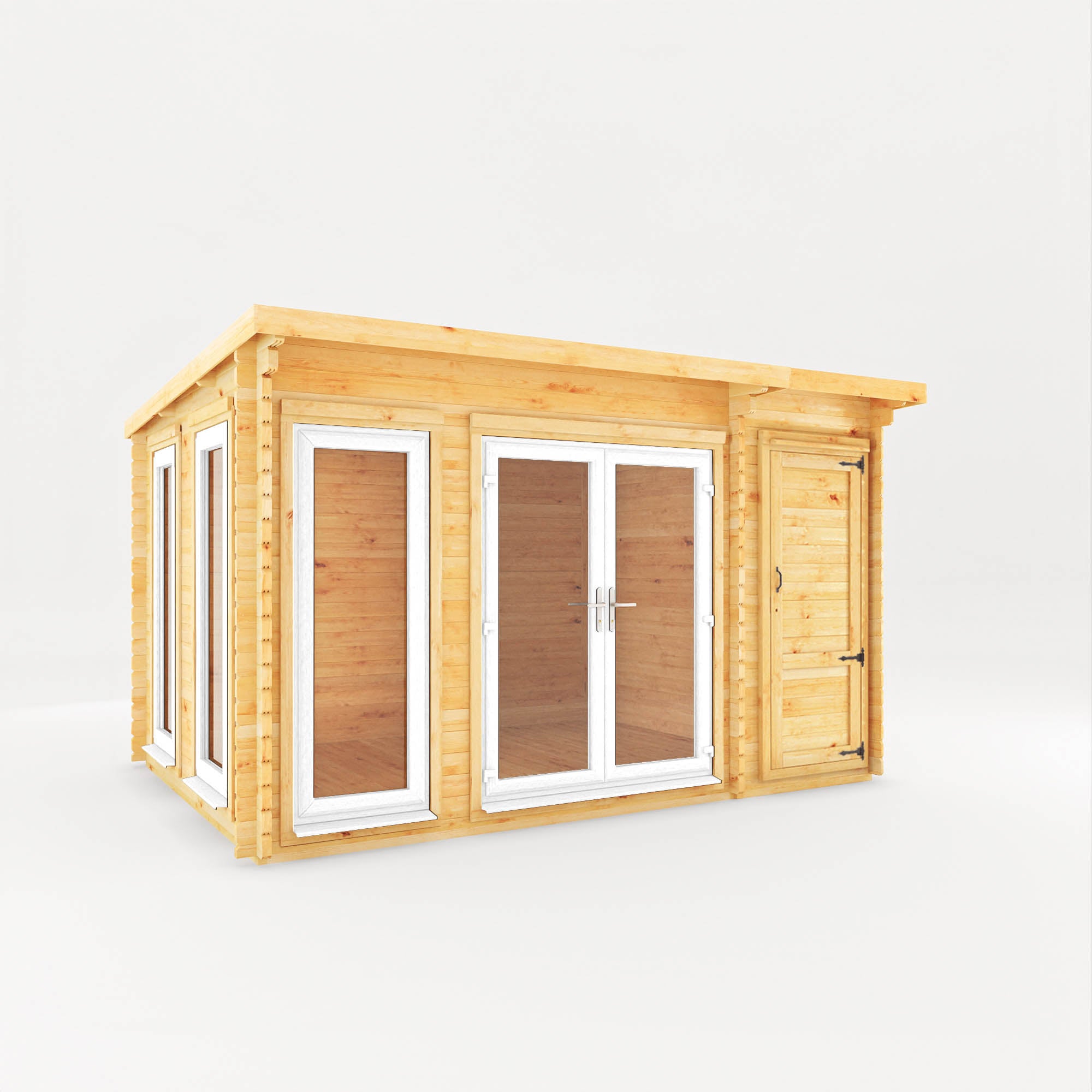 The Studio Pent Log Cabin with Side Shed
