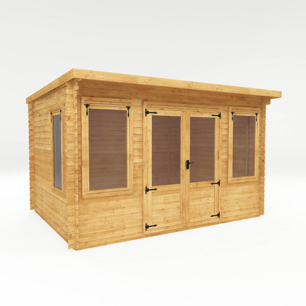 Compact Pent Log Cabin | 19mm Interlocking Pine logs – Mercia Garden ...