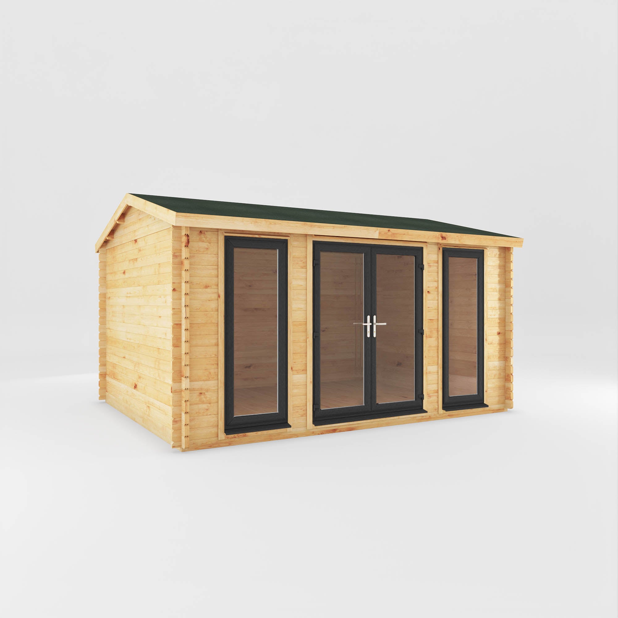 4.5m x 3.5m Home Office Studio Log Cabin - UPVC Anthracite