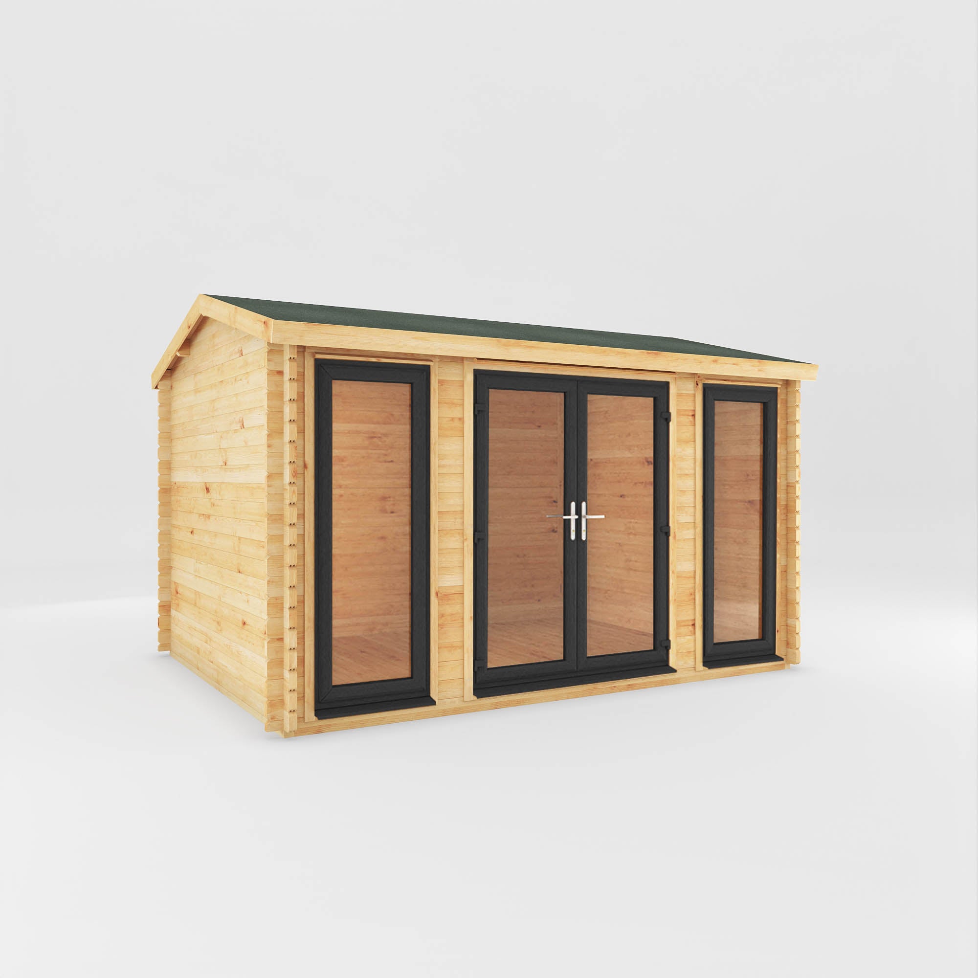 4m x 3m Home Office Studio Log Cabin - UPVC Anthracite