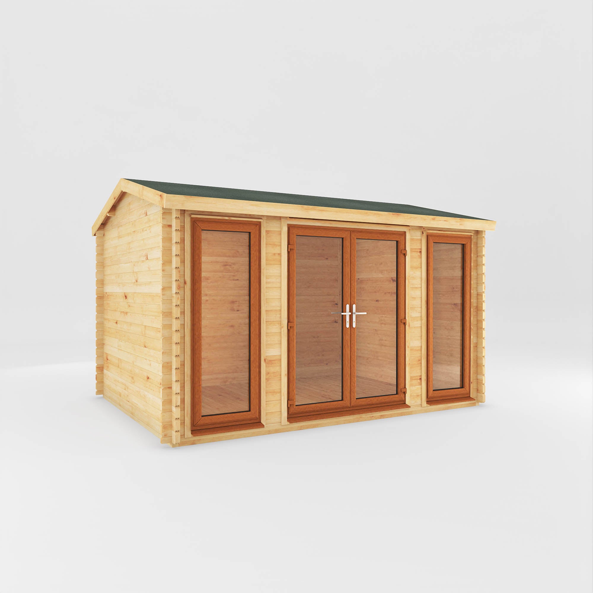 4m x 3m Home Office Studio Log Cabin - UPVC Oak