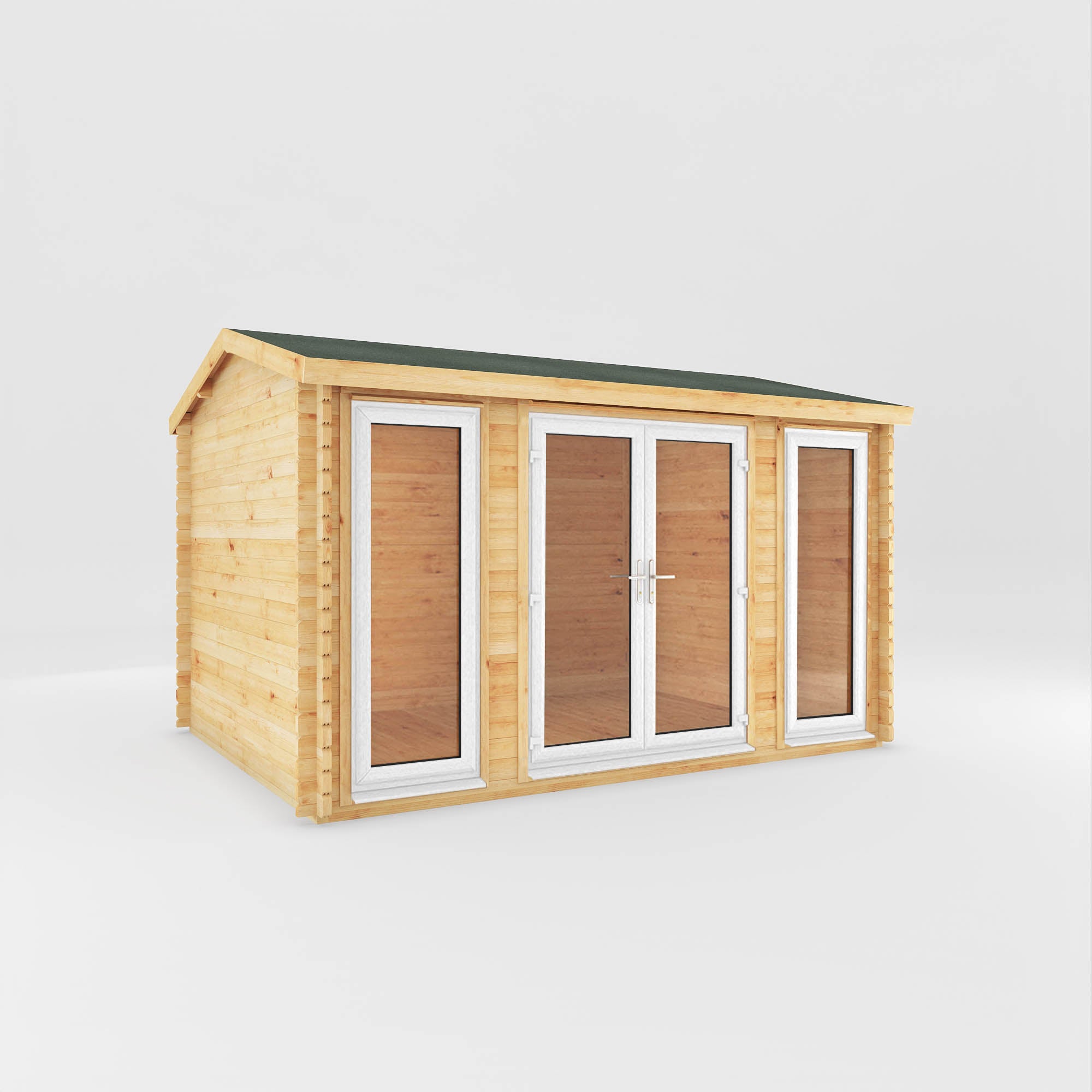 4m x 3m Home Office Studio Log Cabin - UPVC White