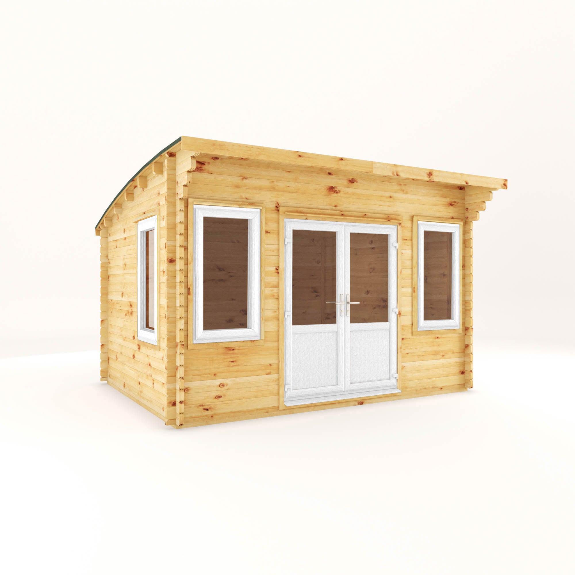 4m x 3m Curved Roof Helios Log Cabin - UPVC White