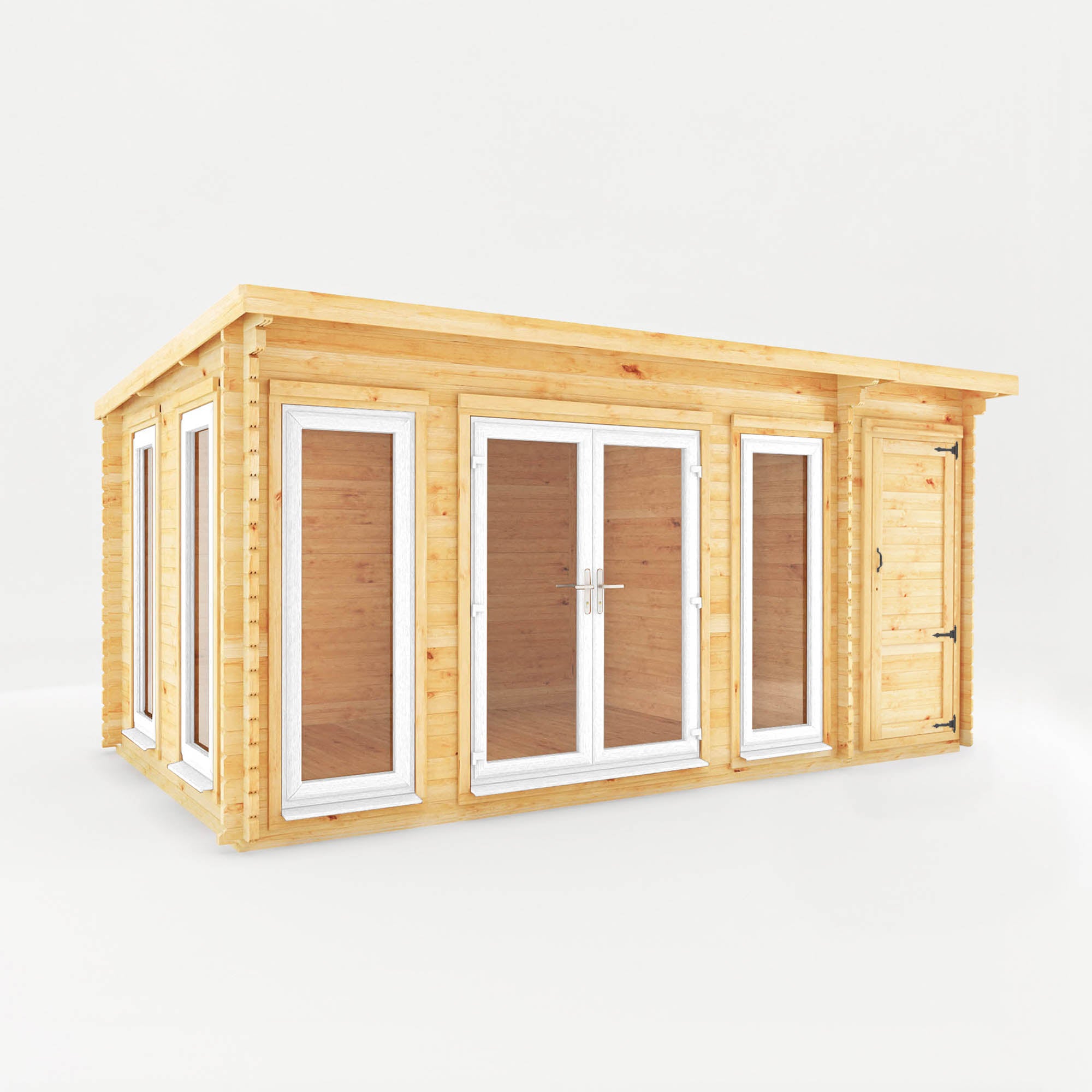 The Studio Pent Log Cabin with Side Shed