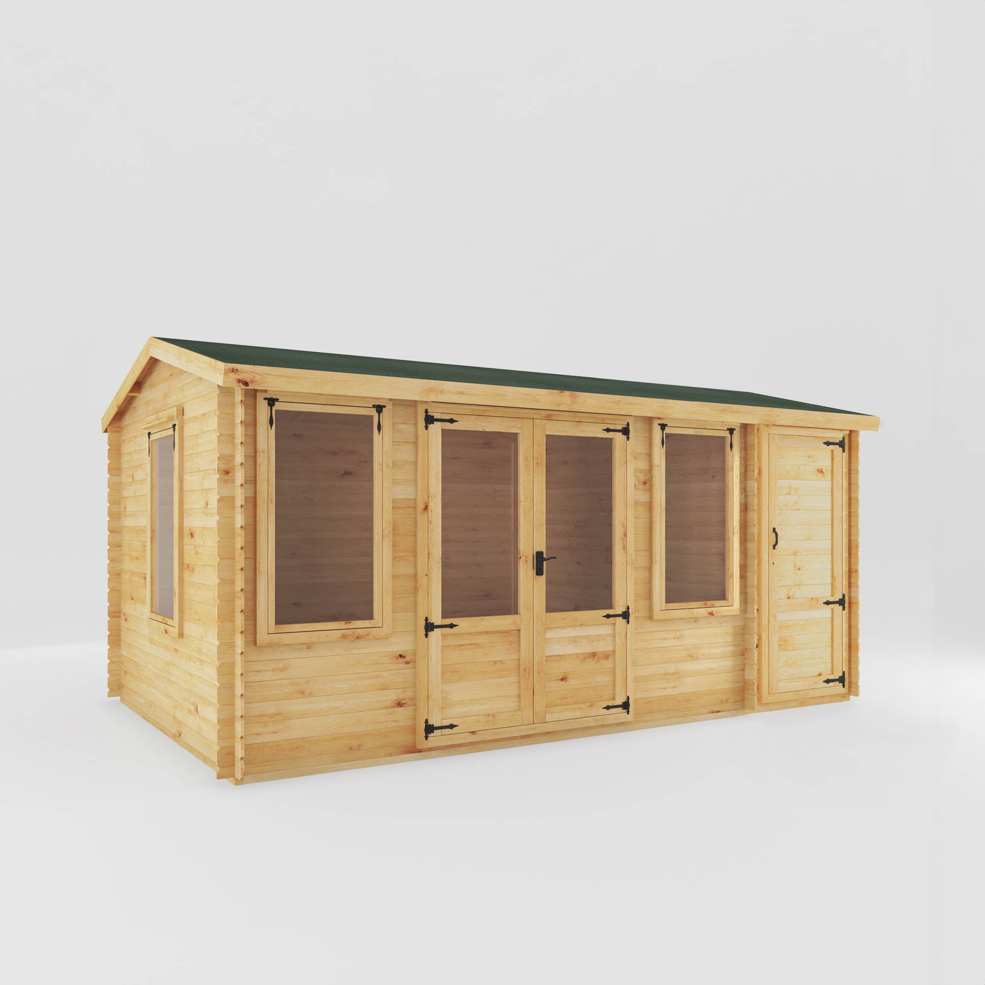 5.1m x 3m Log Cabin with Side Shed - 19mm
