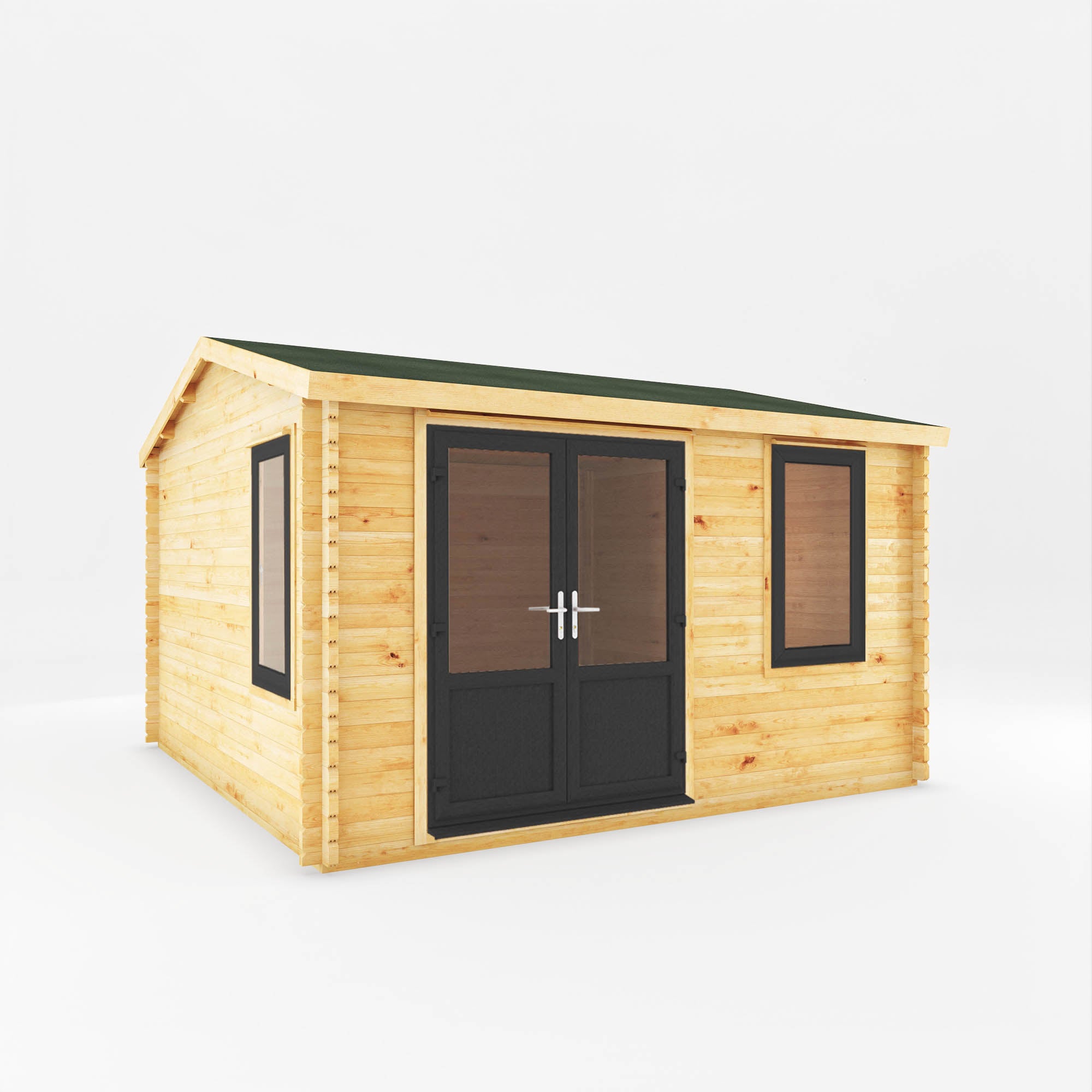 4m x 4m Home Office Elite Log Cabin - UPVC Anthracite
