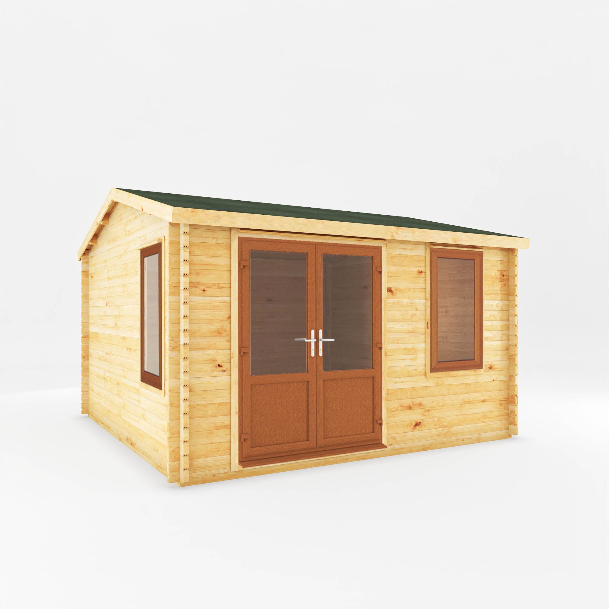 4m x 4m Home Office Elite Log Cabin - UPVC Oak
