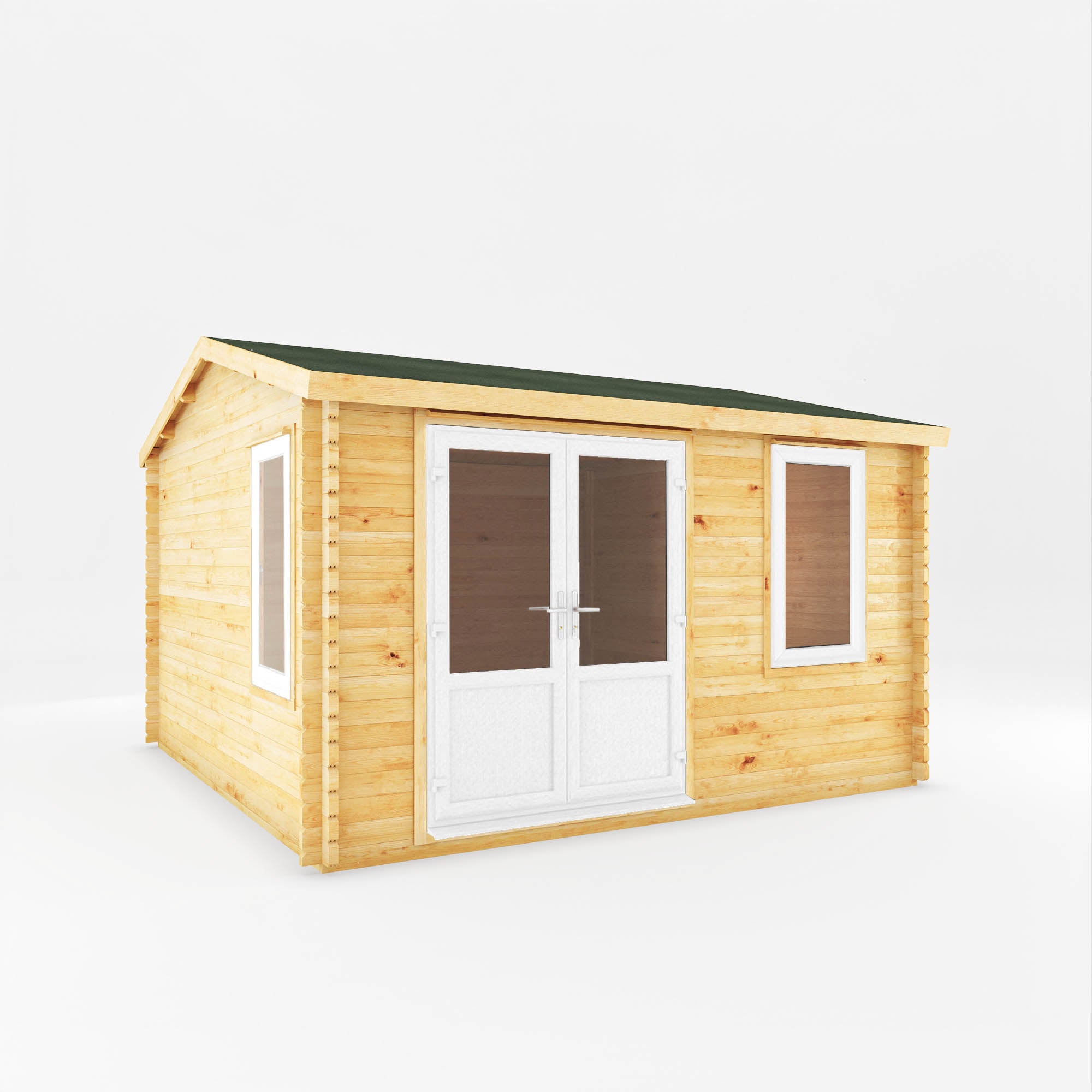 4m x 4m Home Office Elite Log Cabin - UPVC White