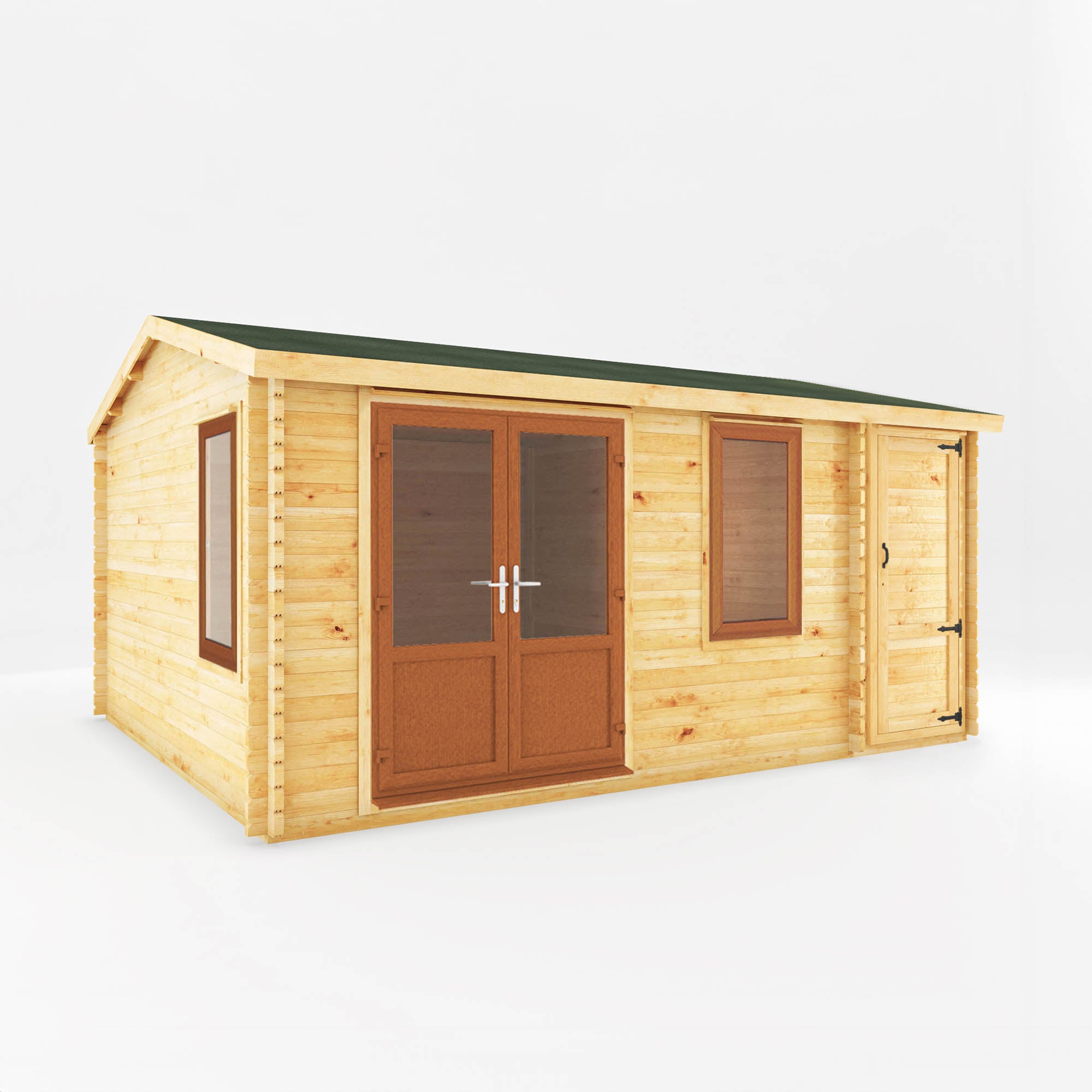 5.1m x 4m Home Office Elite With Side Shed - UPVC Oak