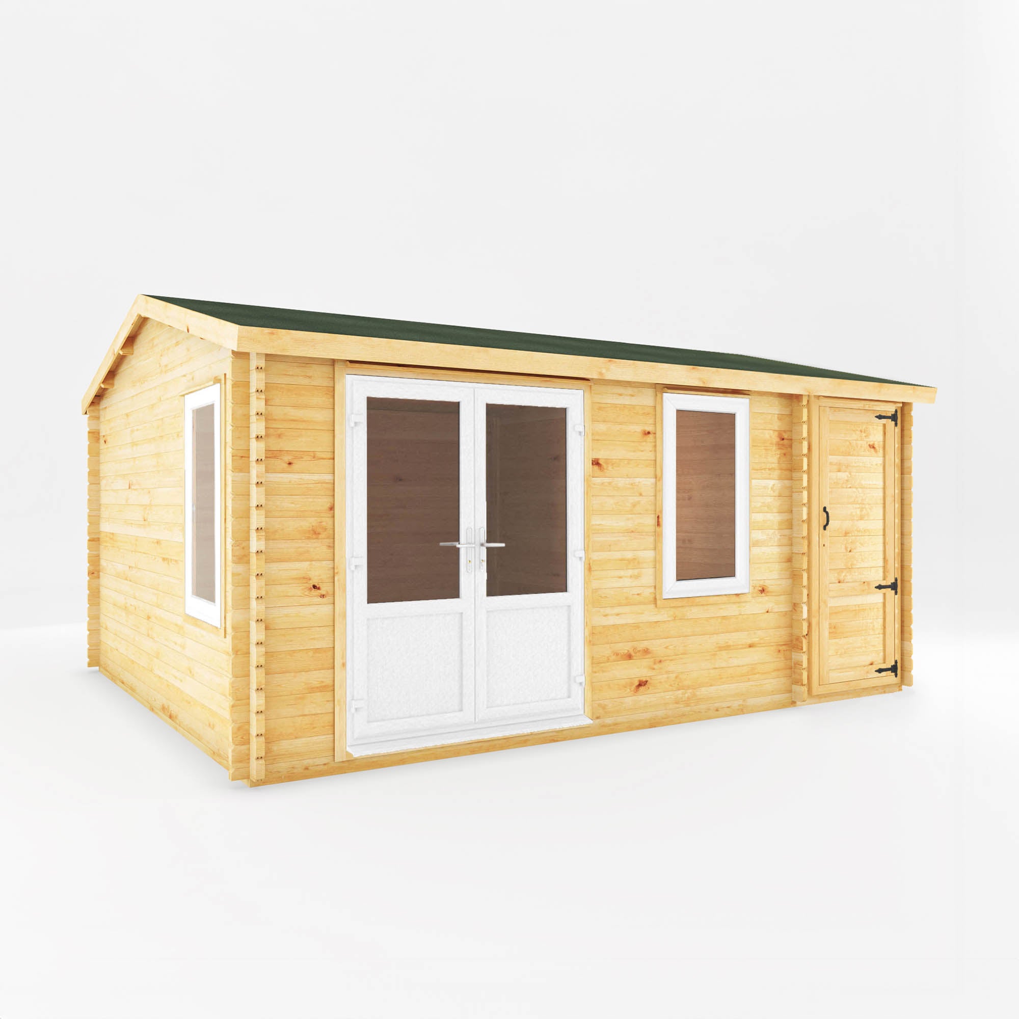 5.1m x 4m Home Office Elite With Side Shed - UPVC White