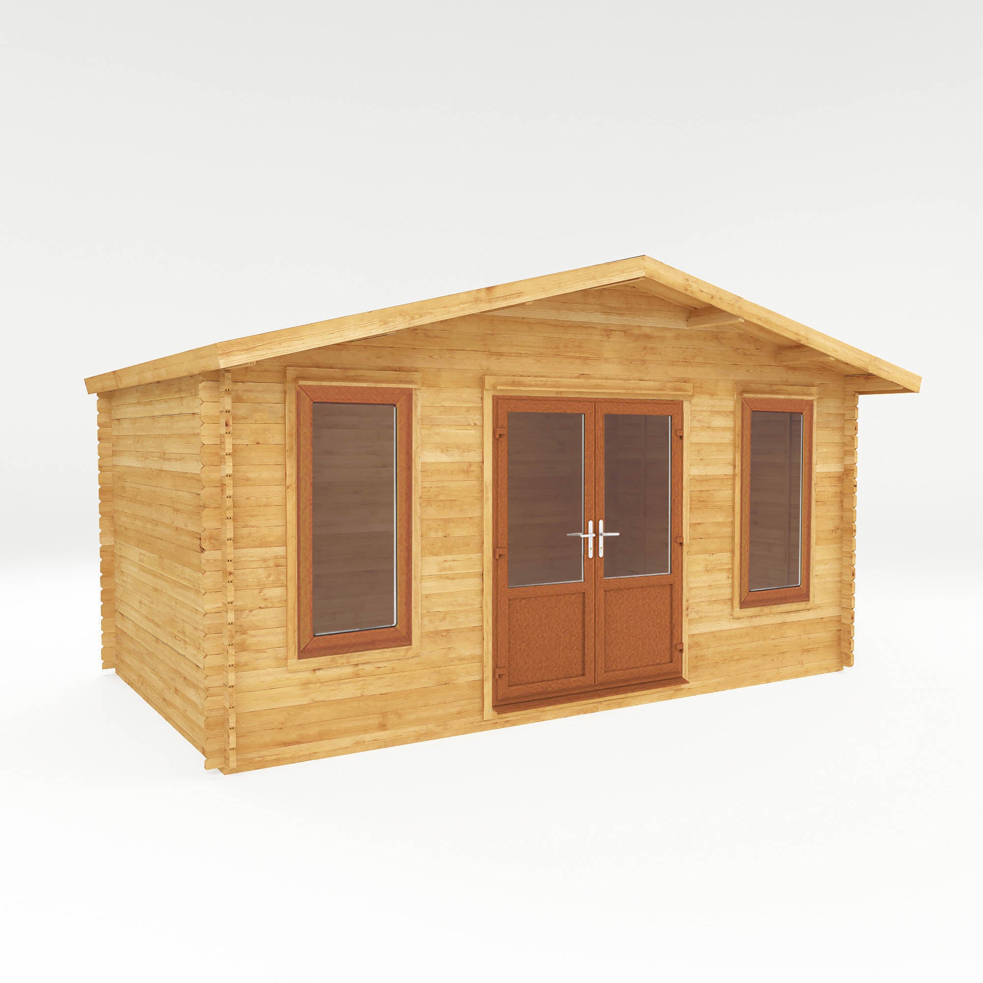 5m x 3m Retreat Log Cabin - UPVC Oak
