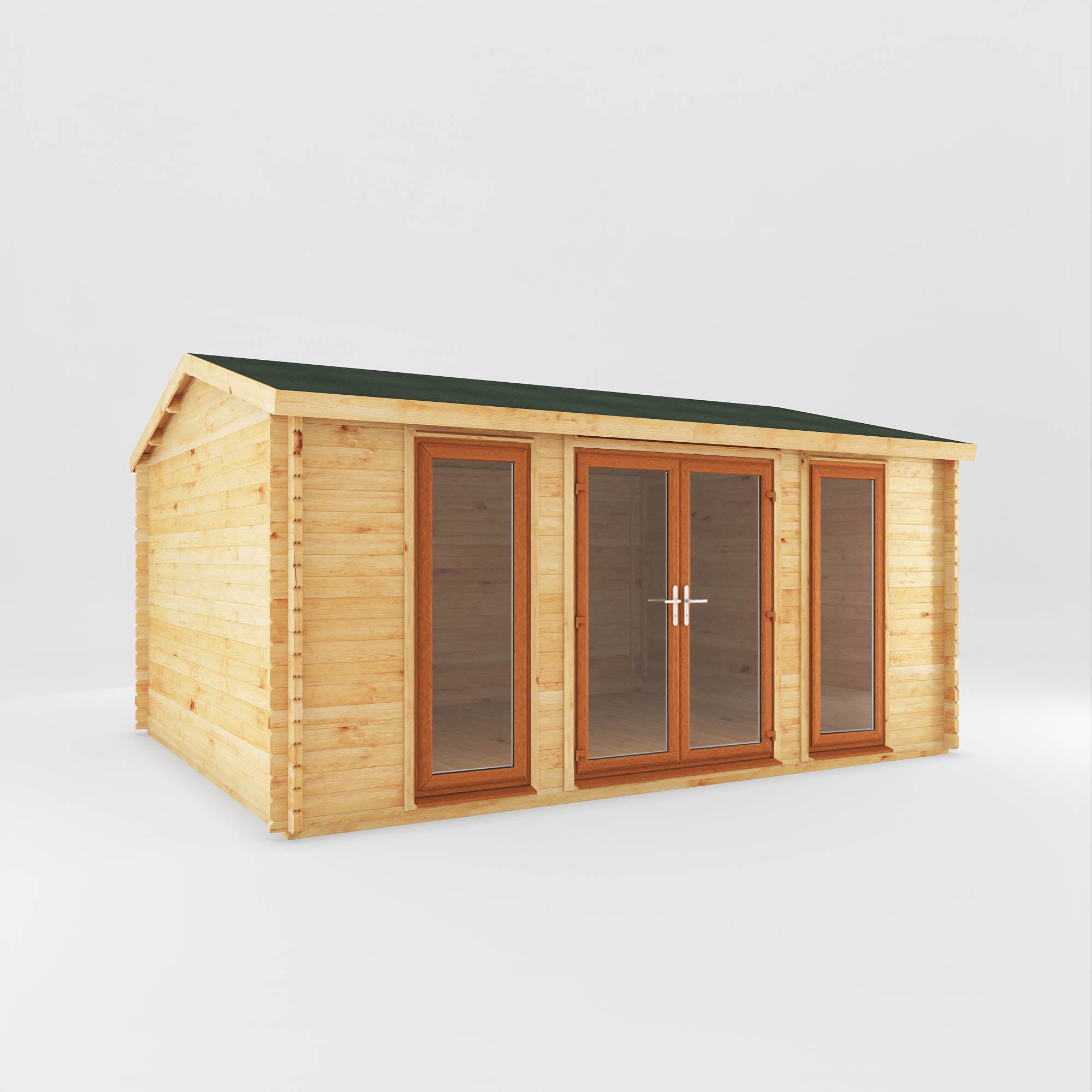 5m x 4m Home Office Studio Log Cabin - UPVC Oak