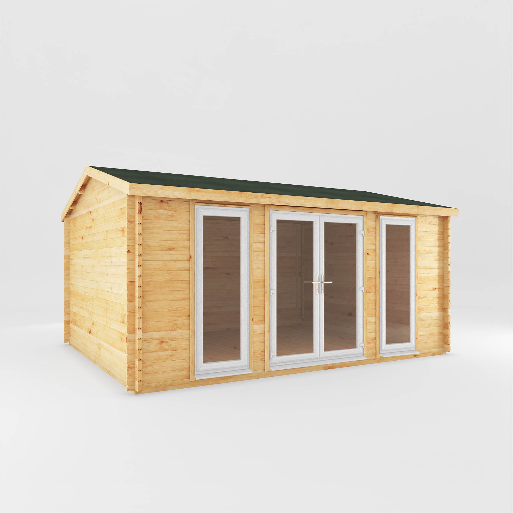 5m x 4m Home Office Studio Log Cabin - UPVC White