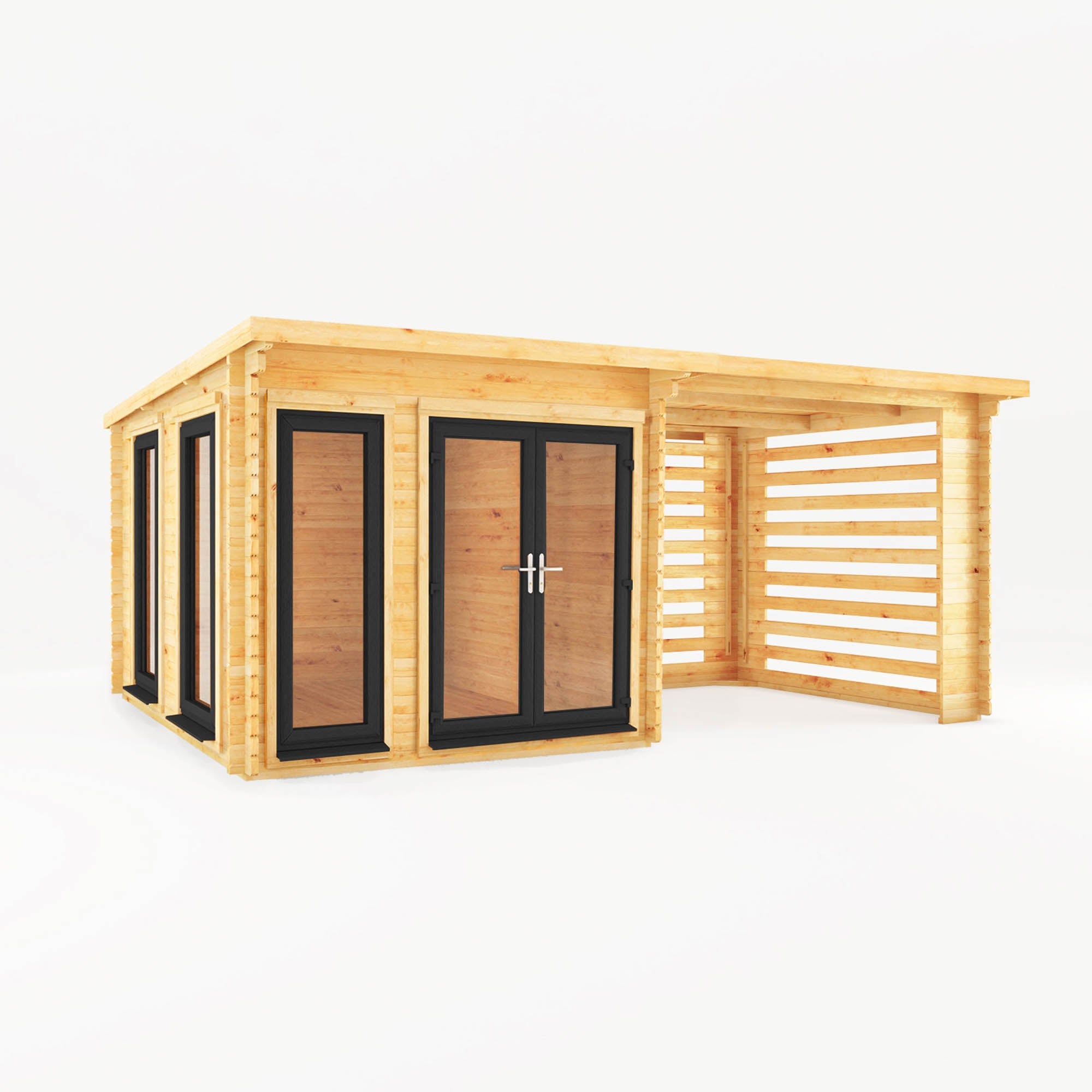 The Studio Pent Log Cabin with Slatted Area