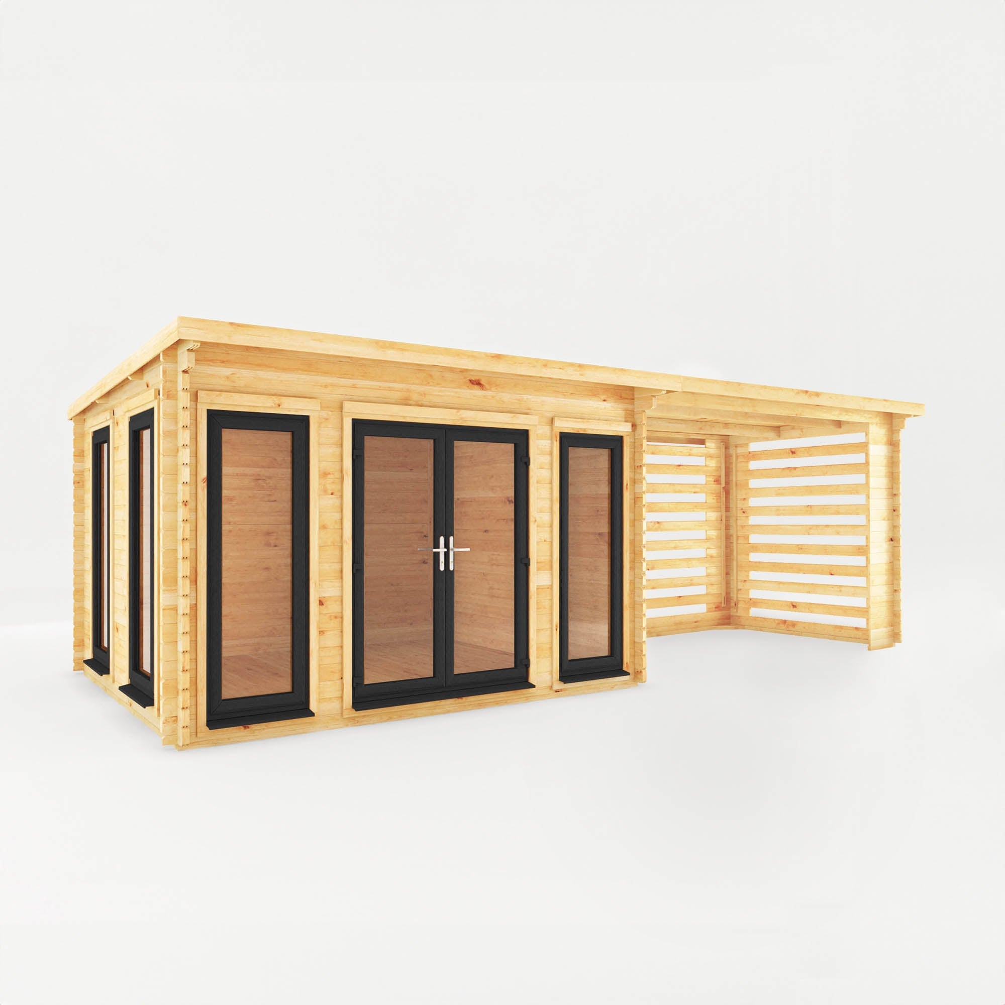 The Studio Pent Log Cabin with Slatted Area