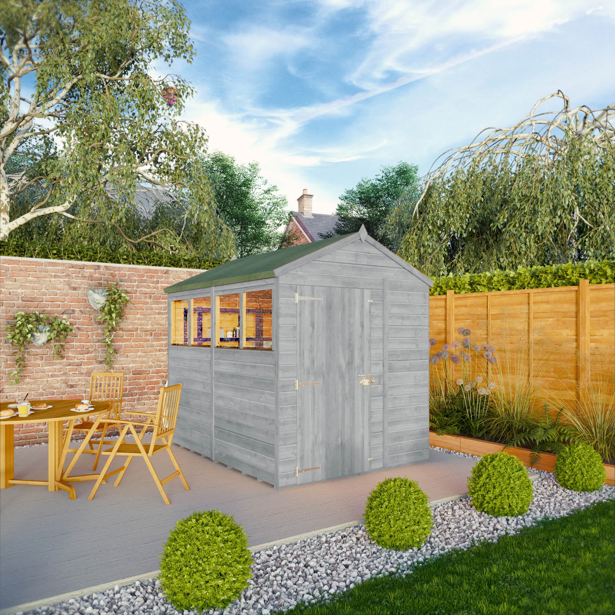 8 x 6 Ready Painted Woodsman Shiplap Apex Wooden Shed