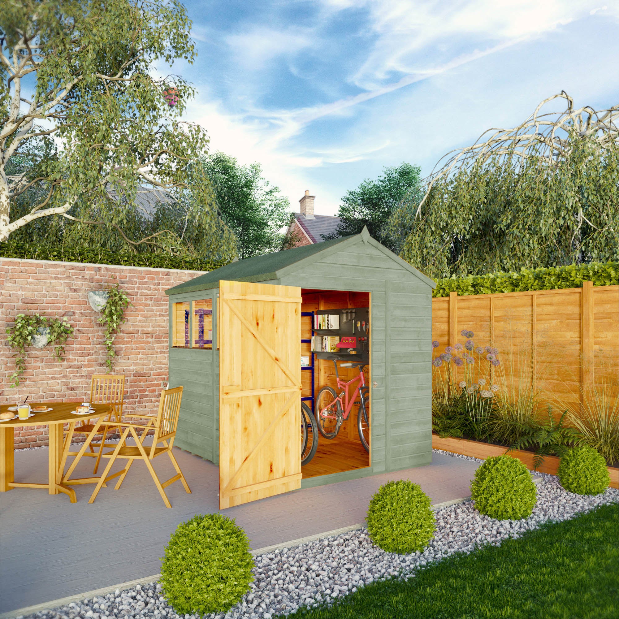 8 x 6 Ready Painted Woodsman Shiplap Apex Wooden Shed