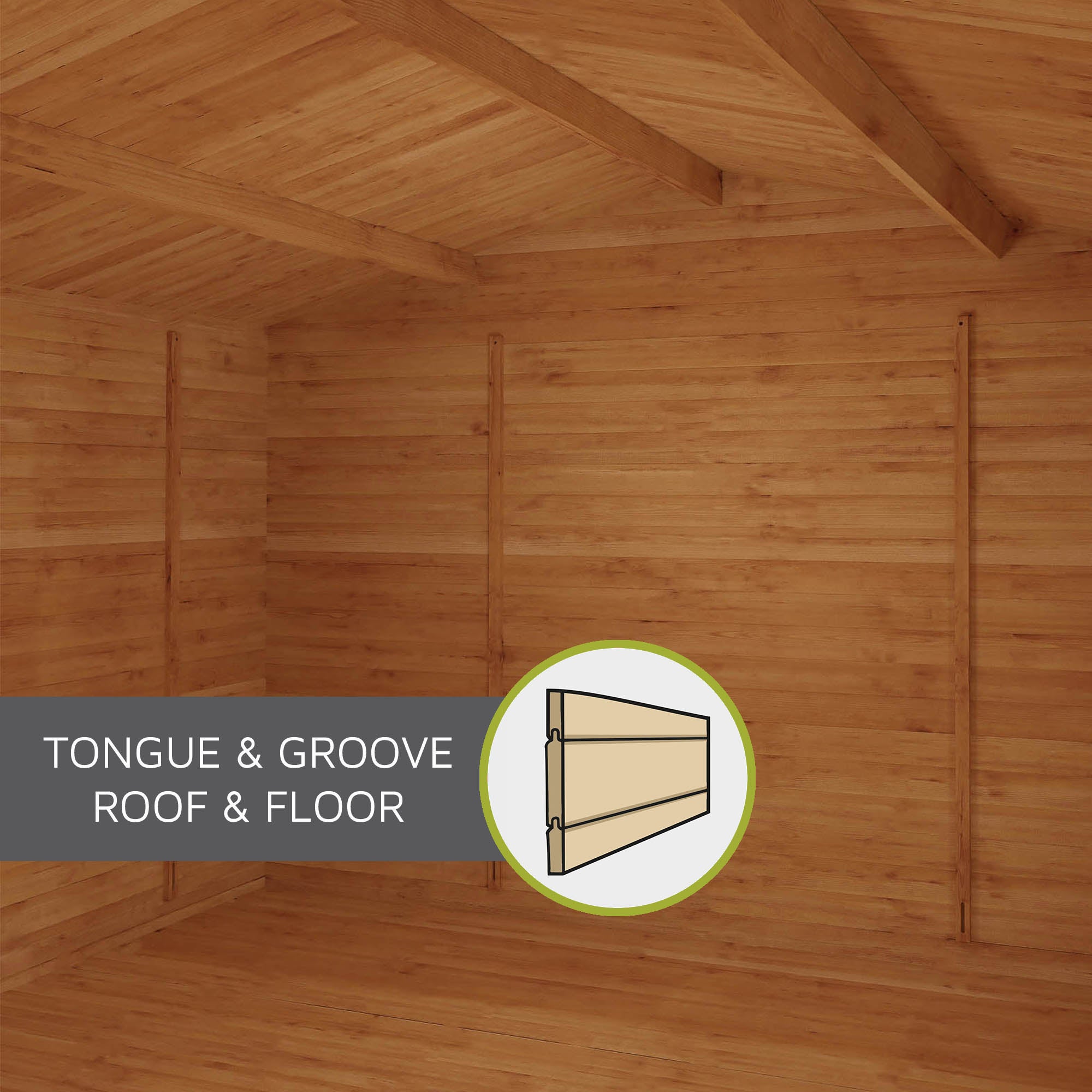 5.3m x 4m Clock Tower Log Cabin - UPVC Oak