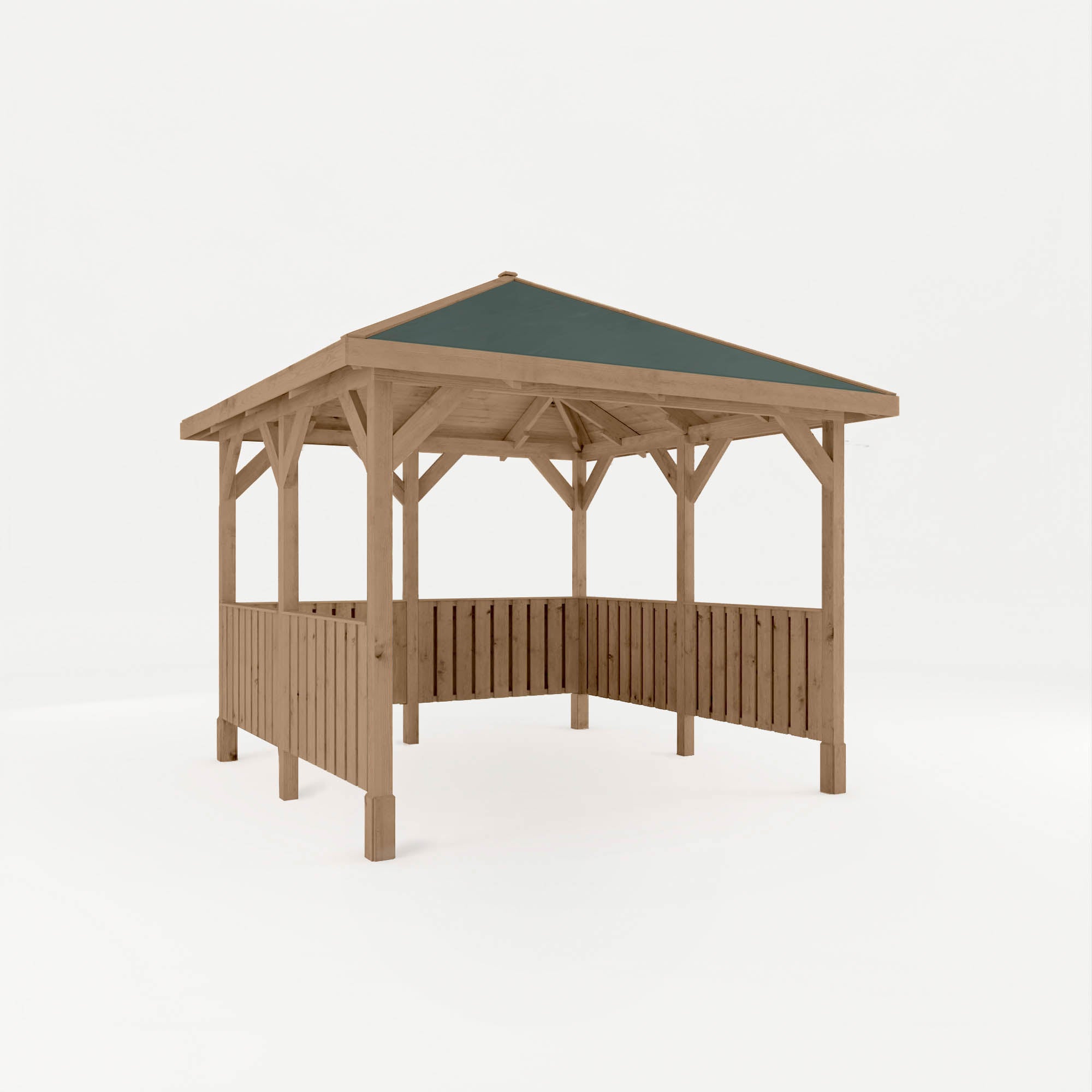 3m x 3m Pressure Treated Gazebo with Roof and Vertical Rails