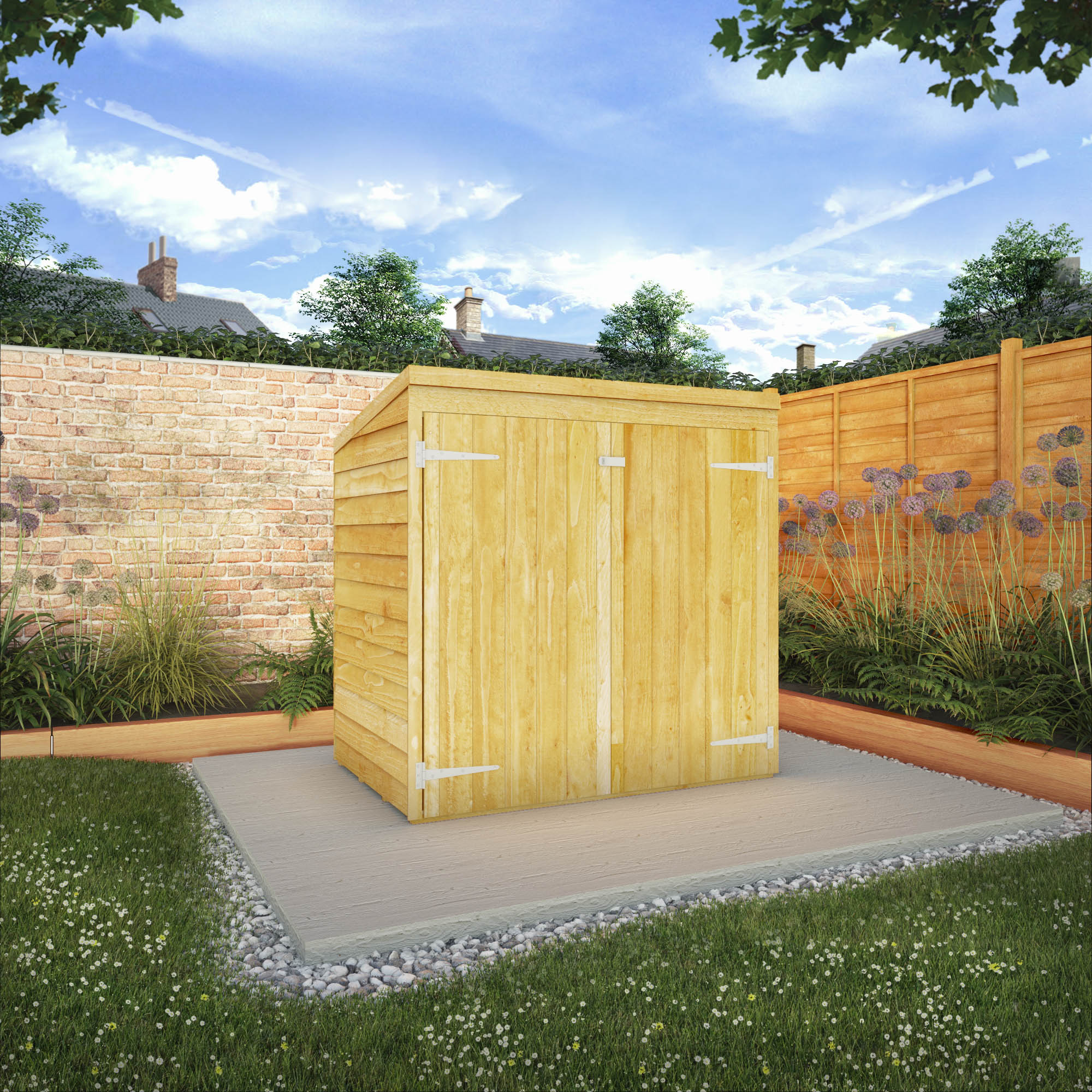 5 x 3 Overlap Double Door Wooden Garden Mower Store