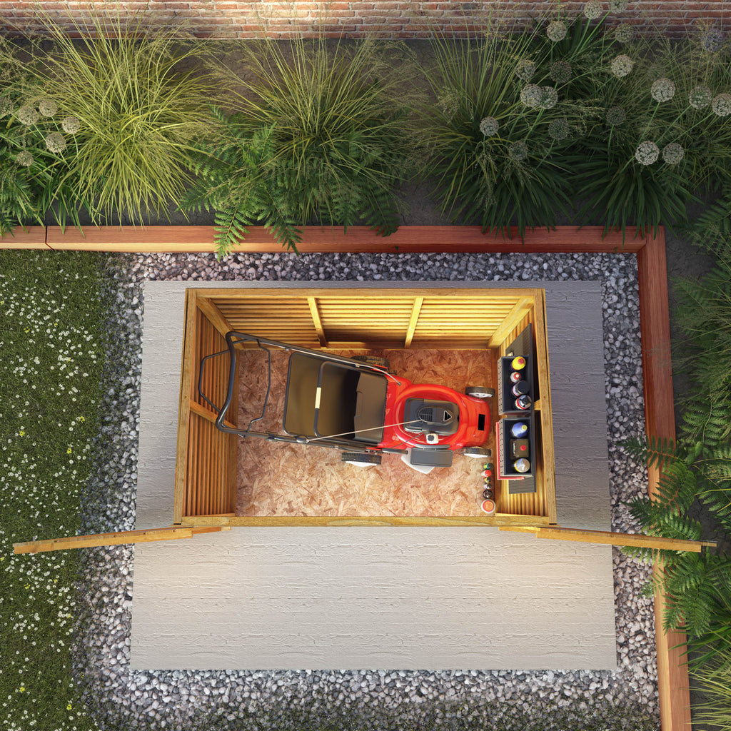 5 x 3 Overlap Double Door Wooden Garden Mower Store