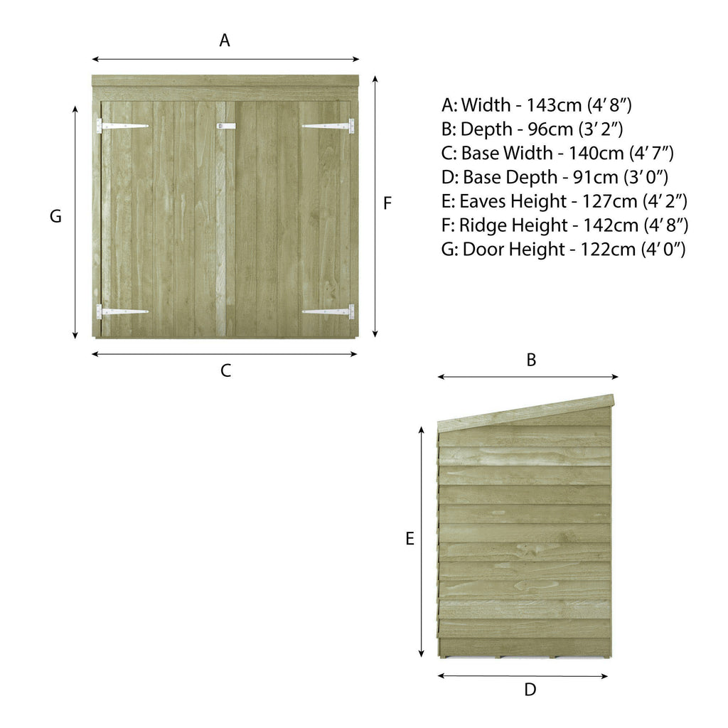5 x 3 Overlap Double Door Wooden Garden Mower Store