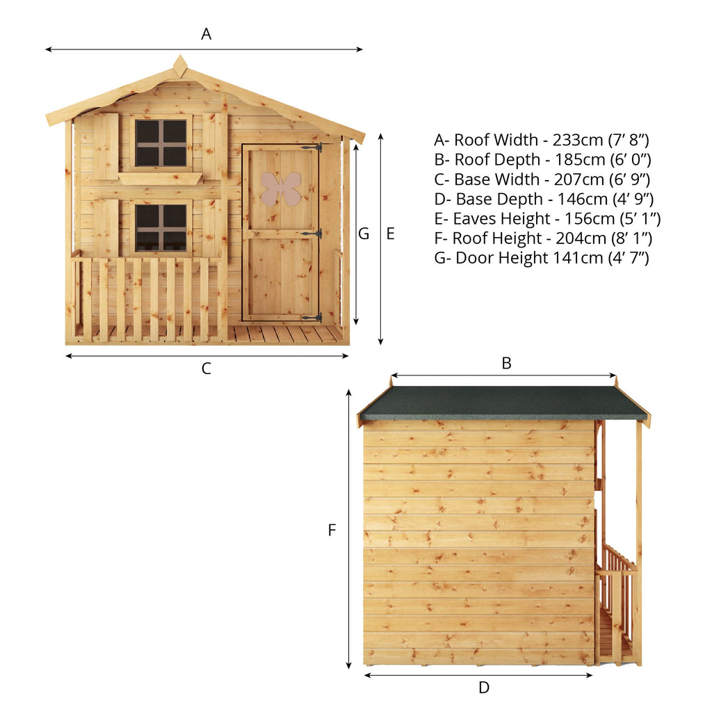 7 x 5 Snowdrop Apex Wooden Playhouse with Loft