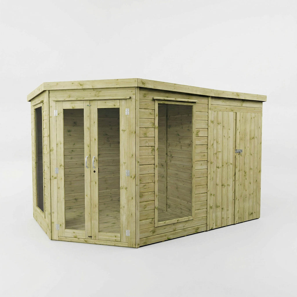 Premium Corner Summerhouse with Side Shed