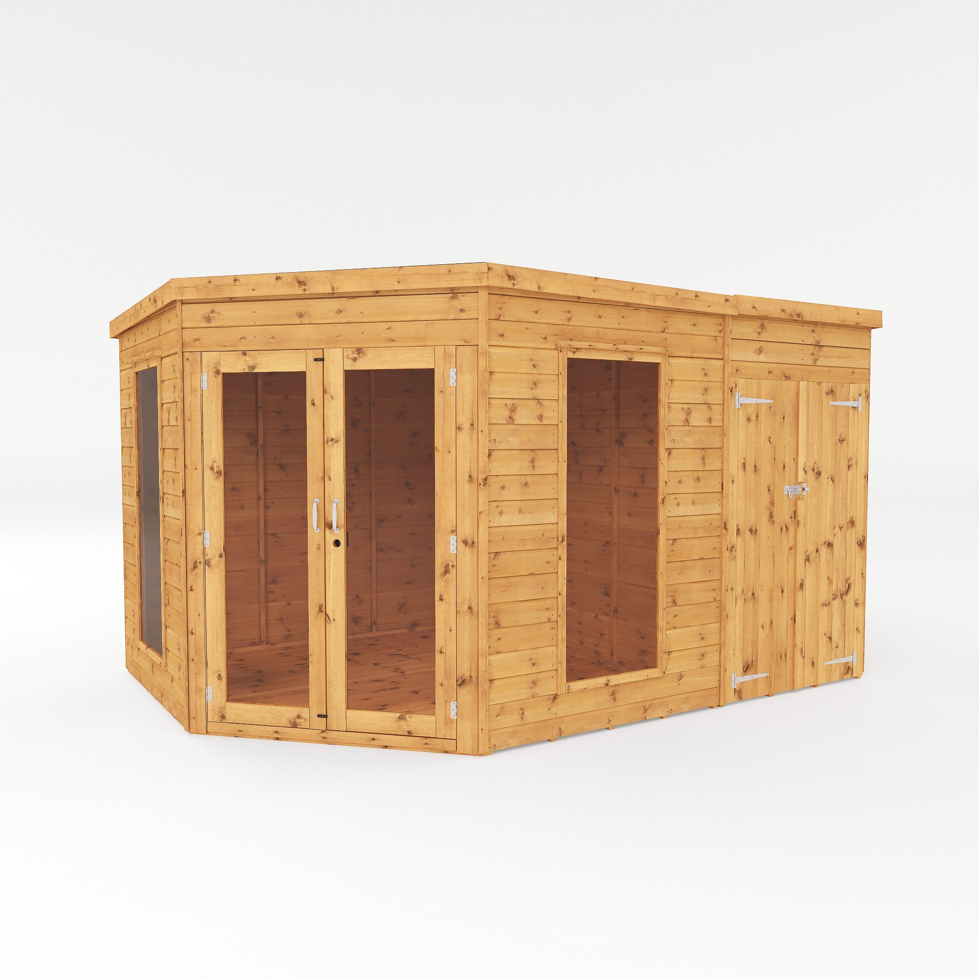 Premium Corner Summerhouse with Side Shed