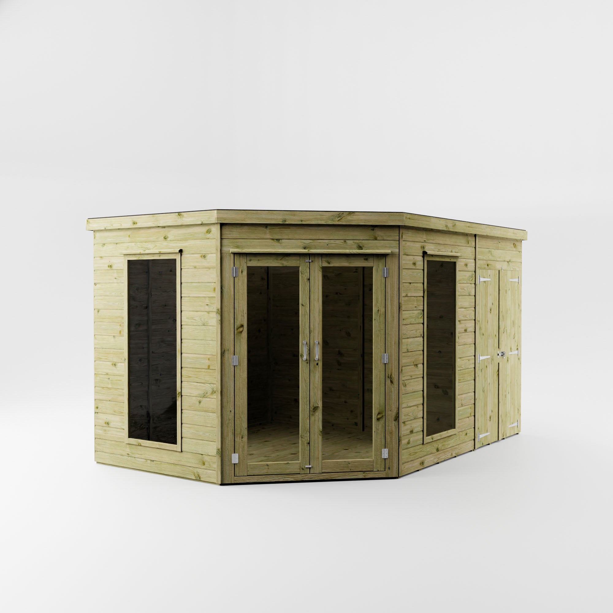 Premium Corner Summerhouse with Side Shed