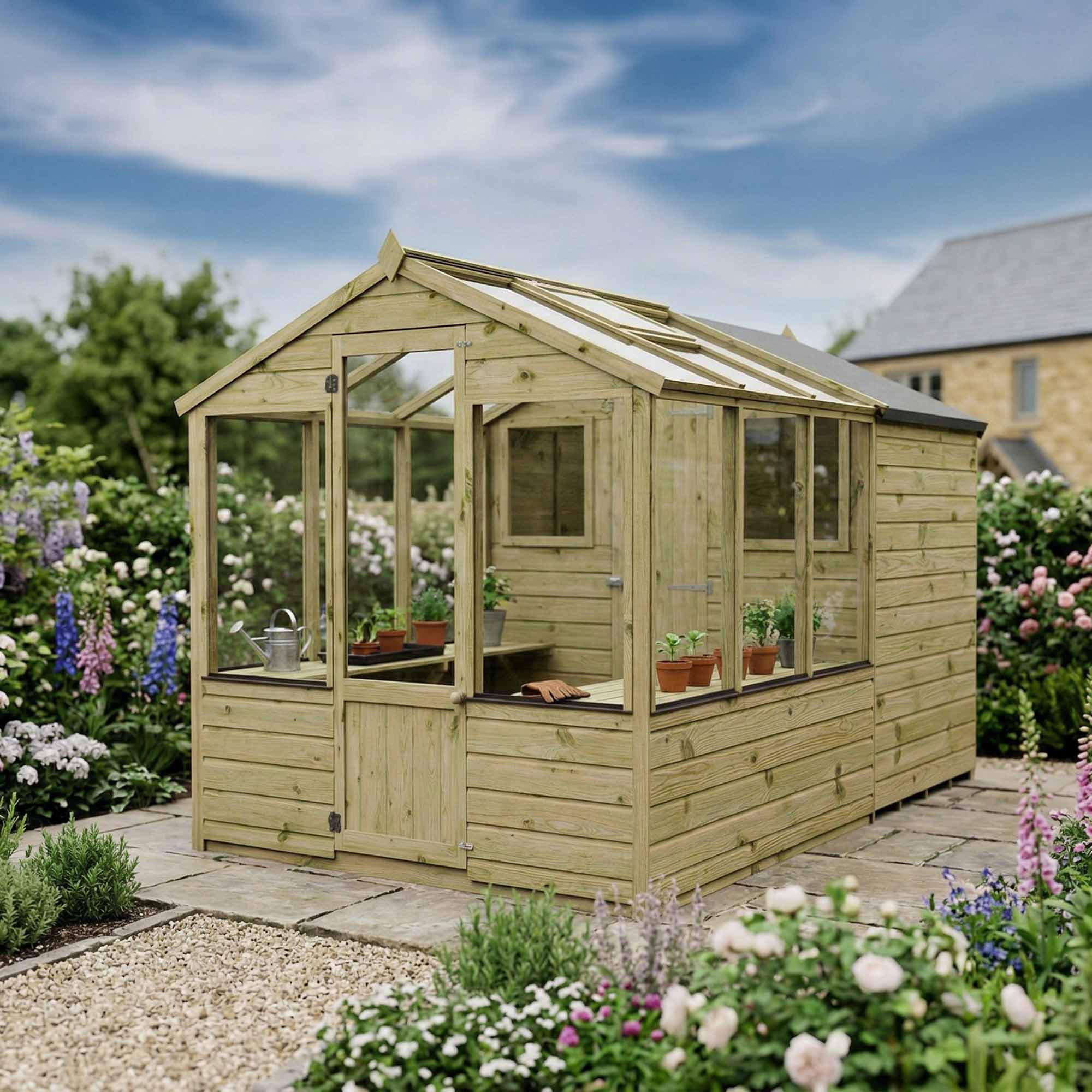 Shiplap Combi Greenhouse & Wooden Shed