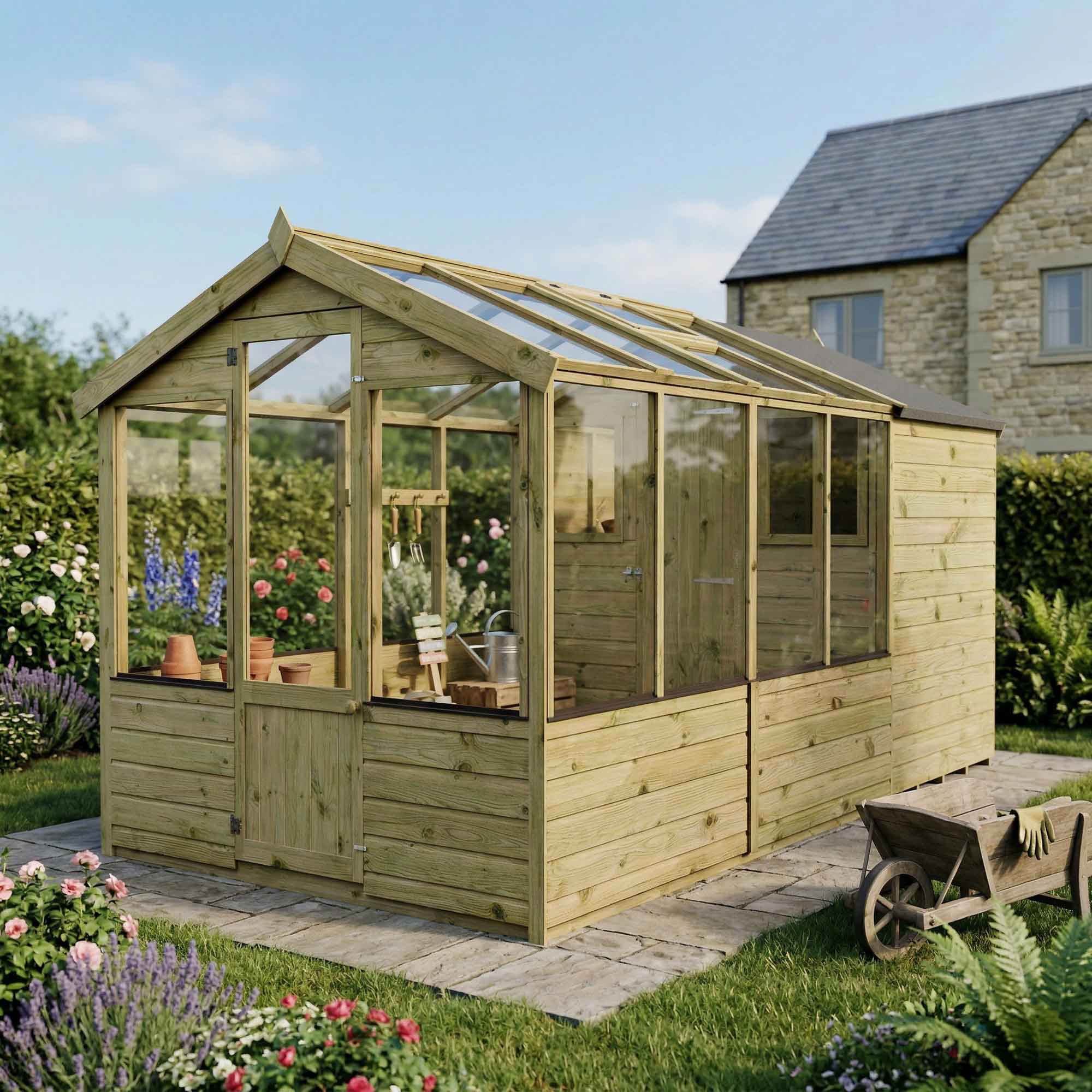 Shiplap Combi Greenhouse & Wooden Shed