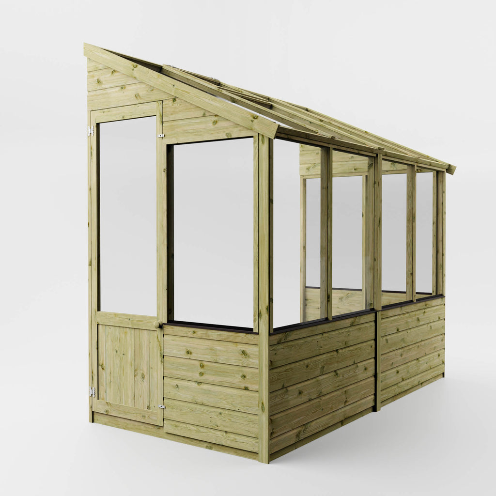 8 x 4 Evesham Lean-to Pent Wooden Greenhouse