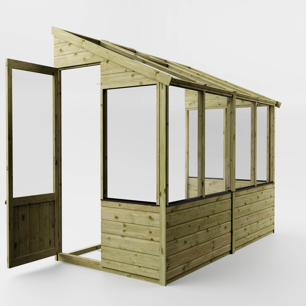 8 x 4 Evesham Lean-to Pent Wooden Greenhouse