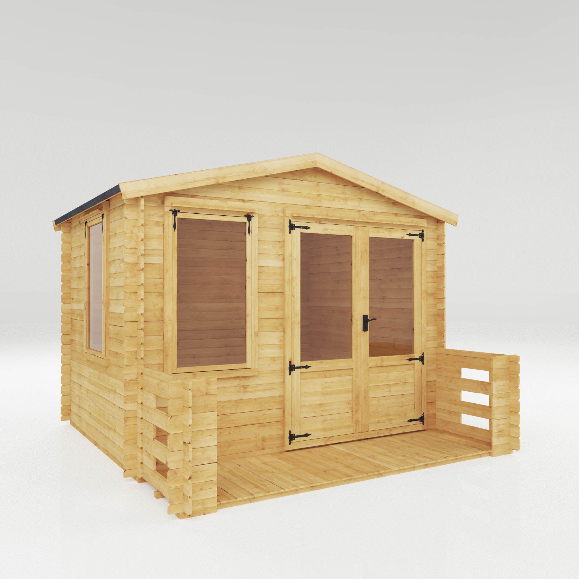 3.3m x 3.4m Log cabin with Veranda - 19mm