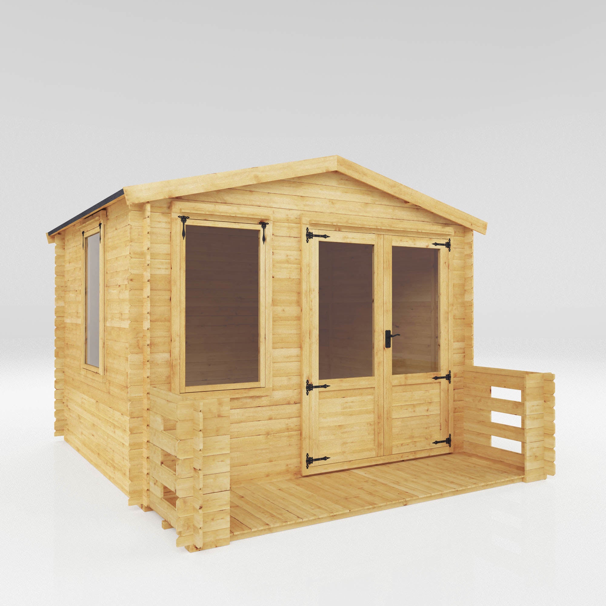 3.3m x 3.7m Log Cabin with Veranda - 19mm