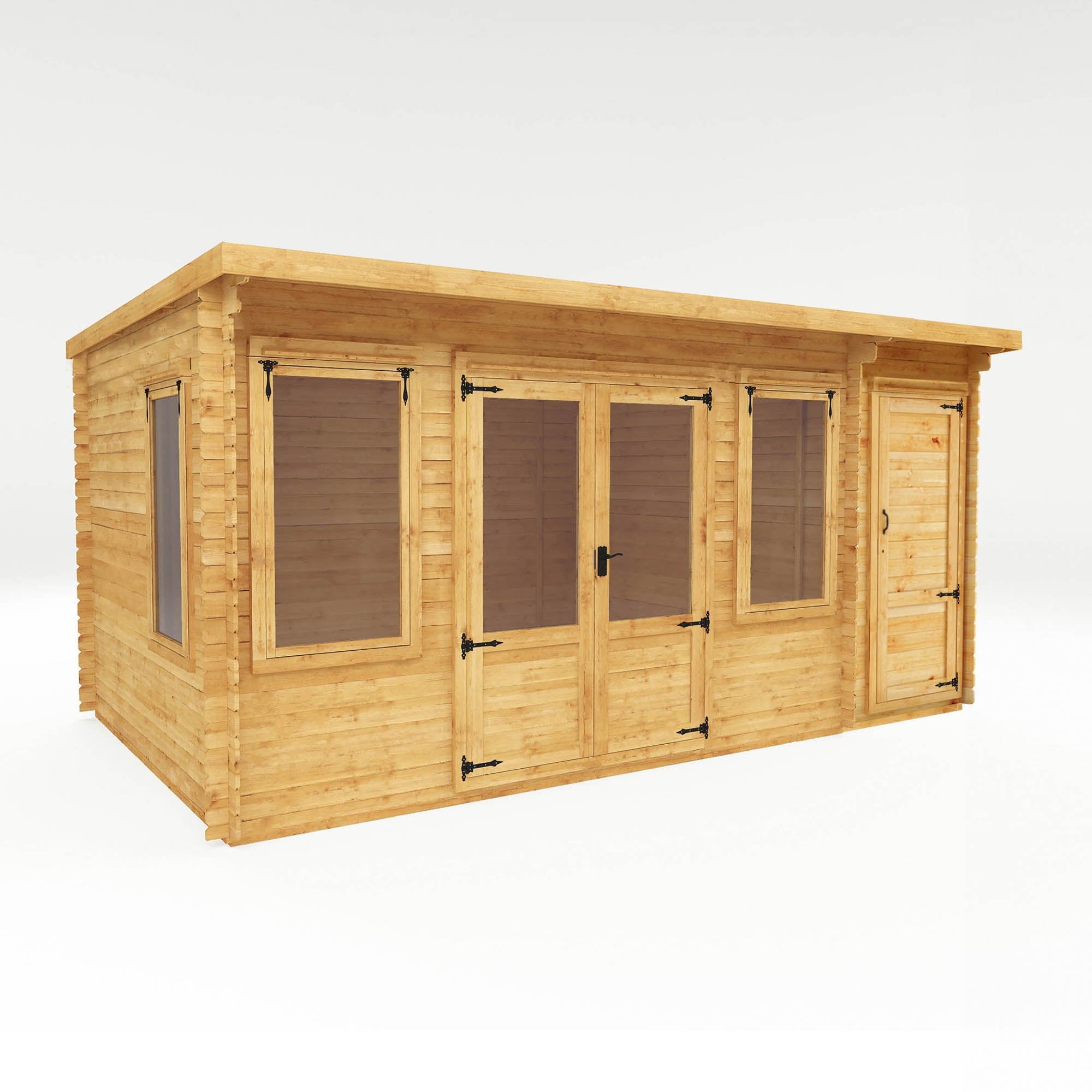 Value 19mm Pent Log Cabin with Side Shed