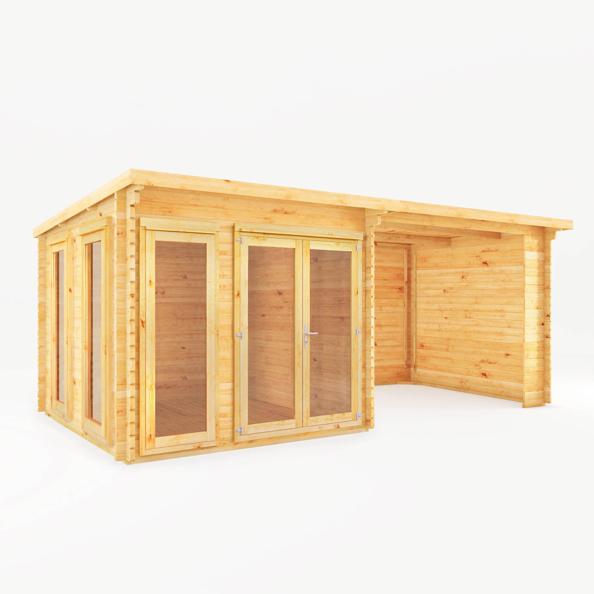 6m x 3m Studio Pent Log Cabin with Patio Area