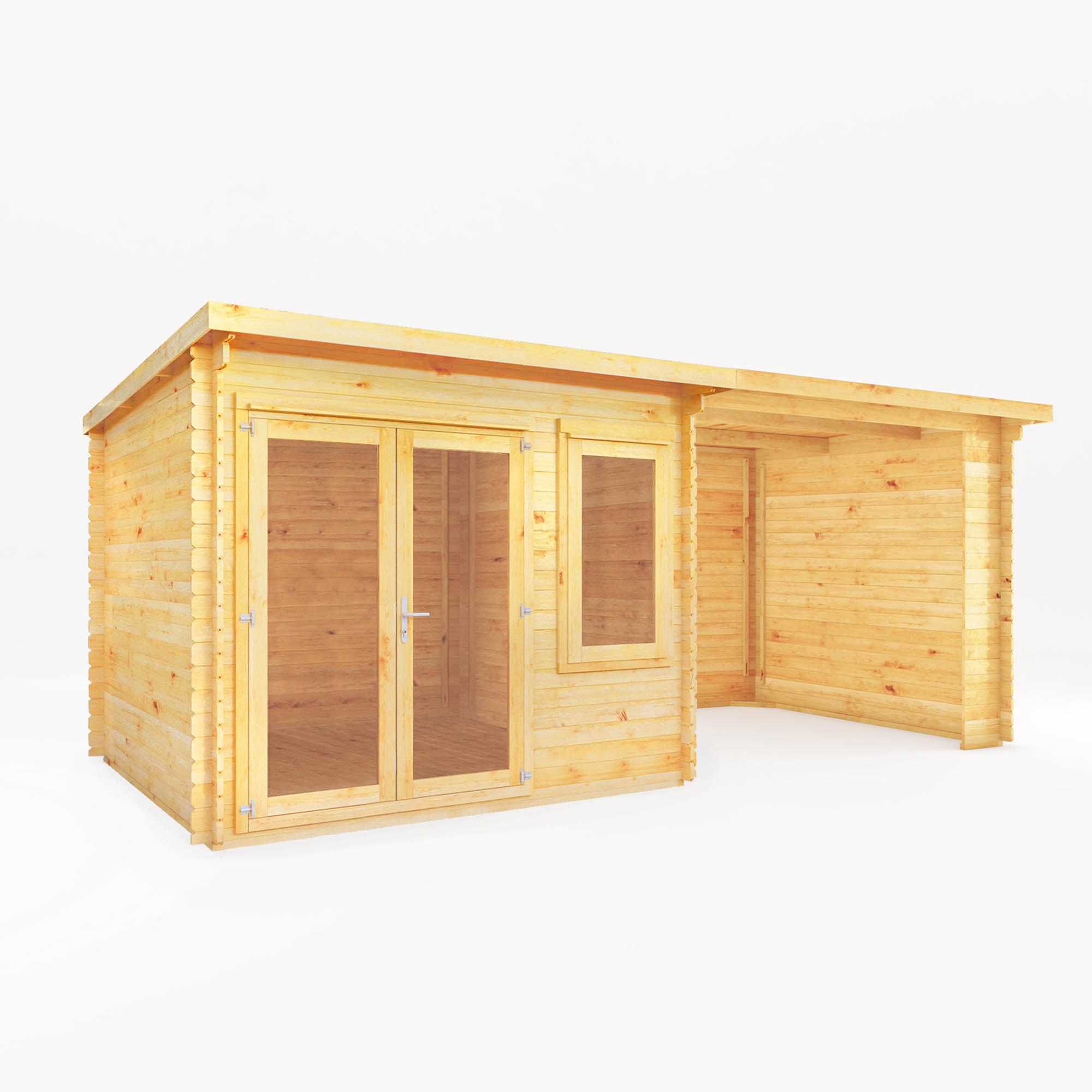 6m x 3m Elite Pent Log Cabin With Patio Area